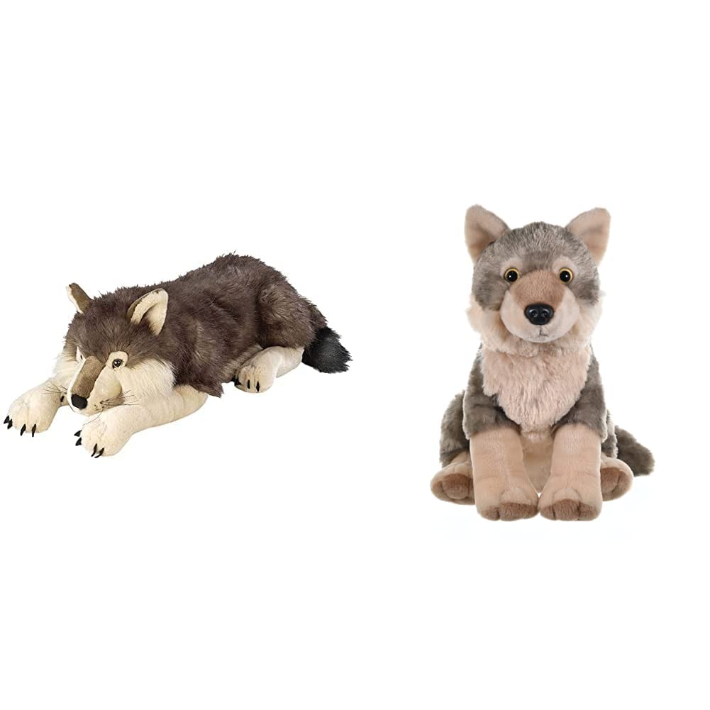 Wild Republic Jumbo Wolf Plush Stuffed Animal - 30 Inch Giant Soft Plush Toy & 12 Inch Cuddlekins Wolf Plush - Perfect Gift for Kids, Birthday Present, Nursery Decor, Cuddling Companion for Bedtime and Playtime