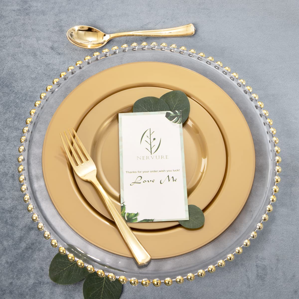 DaYammi 180-Piece Gold Plastic Party Tableware Set - 30 Dinner Plates, 30 Dessert Plates, 30 Forks, 30 Knives, 30 Spoons, 30 Cups - Elegant Disposable Gold Cutlery for Weddings, Birthdays, Baby Showers & Special Events
