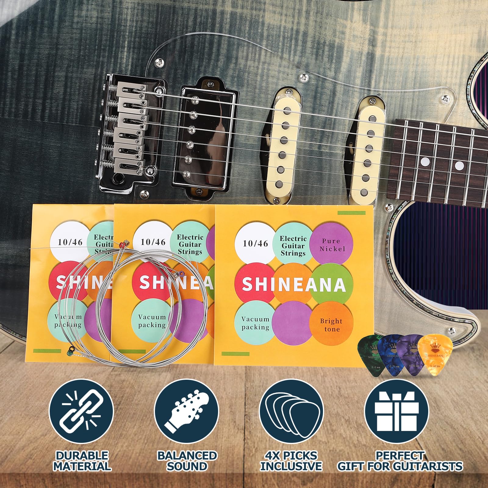 Electric Guitar Strings 3-Pack Bundle - Nickel Plated High Carbon Steel 6-String Set (9/42) for Bright Tone & Comfortable Feel | Long Lasting Performance | Perfect for Rock, Blues & Studio Recording