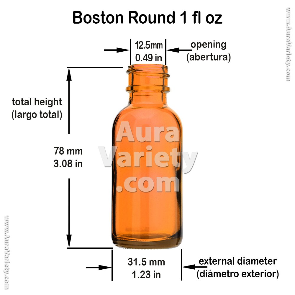 6 Pack 1 oz (30 ml) Boston Round Amber Glass Bottles with Black Poly Cone Lined Caps - Essential Oil, CBD, Tincture & DIY Craft Storage Solution