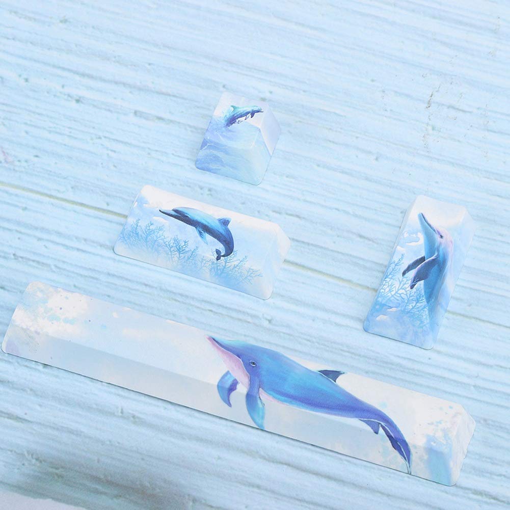 Sanpyl PBT Dolphin Pattern Keycap Set - Universal DIY 5-Sided Dye-Sublimated Keycaps for Mechanical Keyboards | Perfect for Gaming, Typing & Custom Keyboard Builds