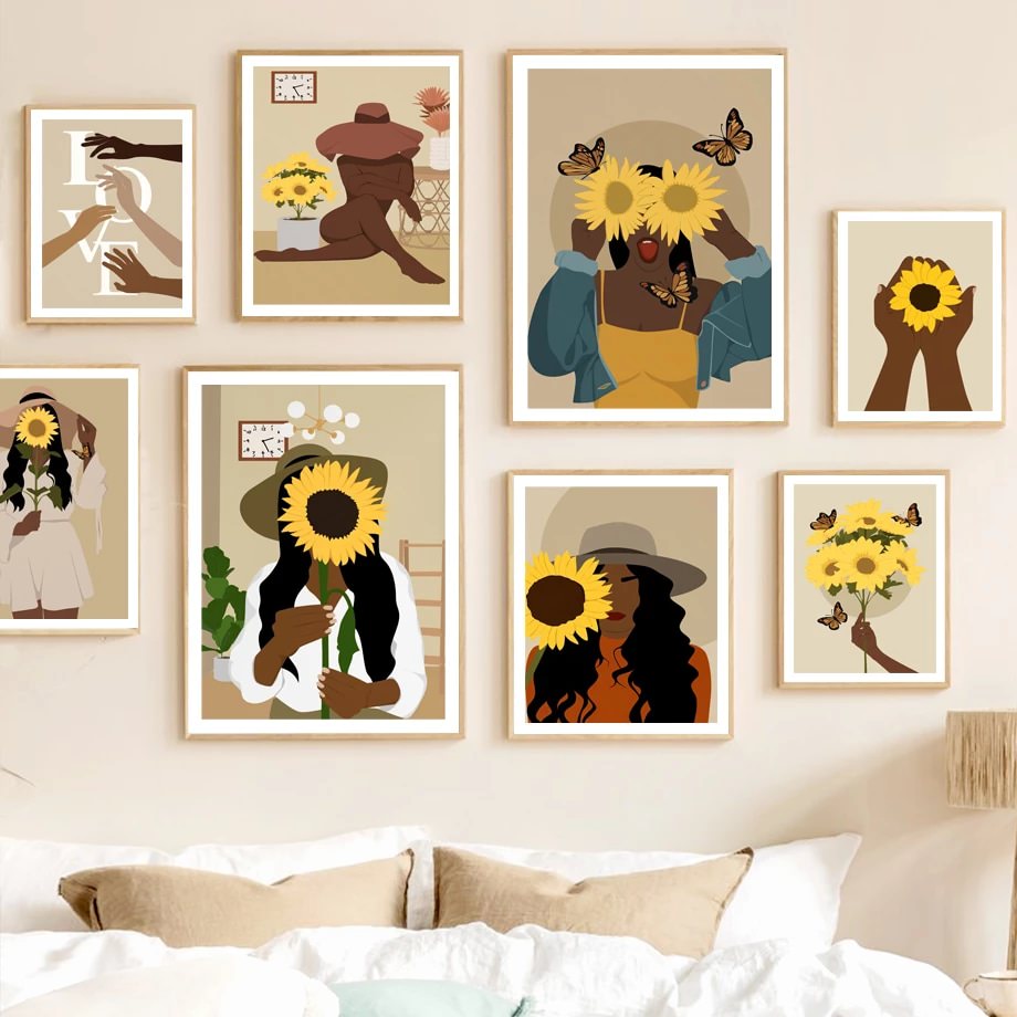 Sunflower Gallery Wall Canvas Posters - Set of 3 Floral Art Prints for Home Decor, Living Room, Bedroom & Office Wall Art - Perfect for Farmhouse, Boho & Modern Interior Design