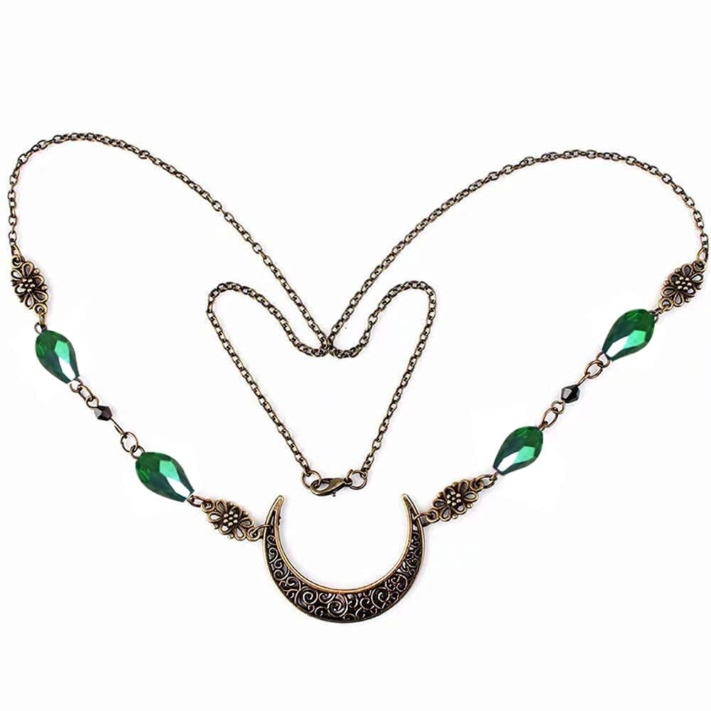 2Pcs Moon Headpiece & Star Bracelet Set - Fairy Crown Hair Chain Witch Jewelry for Women with Gift Box | Perfect for Halloween Costumes, Cosplay, Fantasy Parties and Boho Festival Accessories