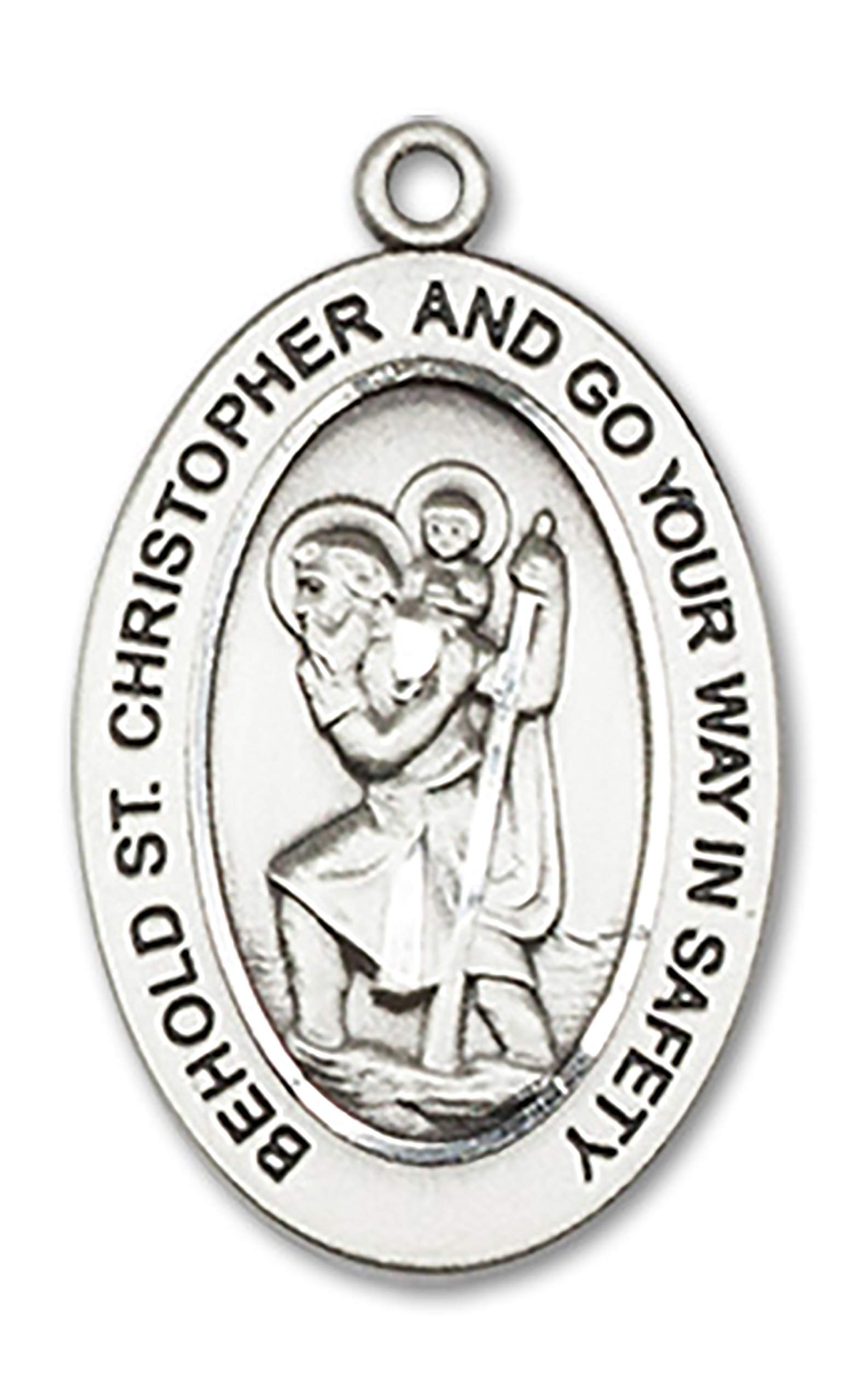 Sterling Silver Traditional Saint Medal with Stainless Steel Chain & Gift Box - Perfect for Religious Gifts, Baptism, First Communion & Everyday Faith Jewelry