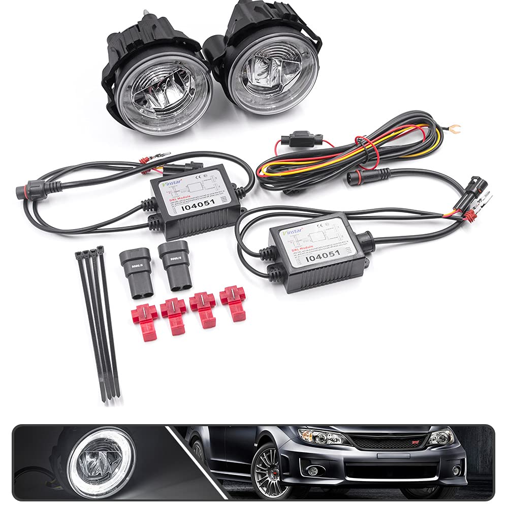 2Pcs LED Fog Lights & DRL Lights for Subaru Forester 2009-2013, Impreza WRX STI 2008-2010 - Xenon White LED Halo Ring Daytime Running Lamps - Perfect for Night Driving & Off-Road Adventures
