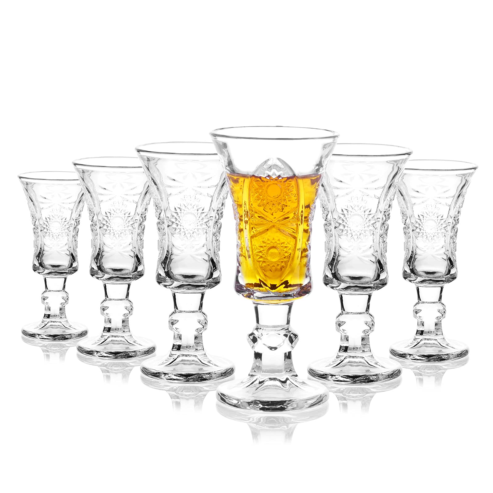 Premium 1.5oz Shot Glasses Set of 6 - Durable Cordial & Sherry Glasses for Whiskey, Tequila, Vodka - Perfect for Parties, Bars & Home Entertaining