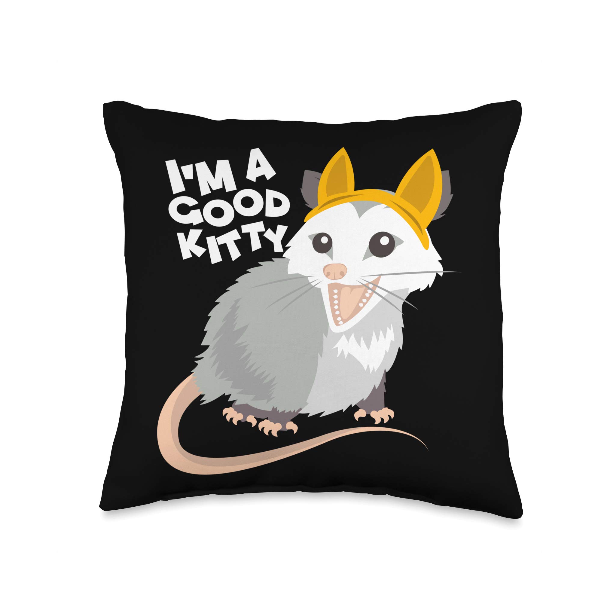 Funny 'I'm A Good Kitty' Fake Cat Rat Opossum Possum Pet Throw Pillow - Perfect for Home Decor, Couch Accessories & Pet Lover Gifts
