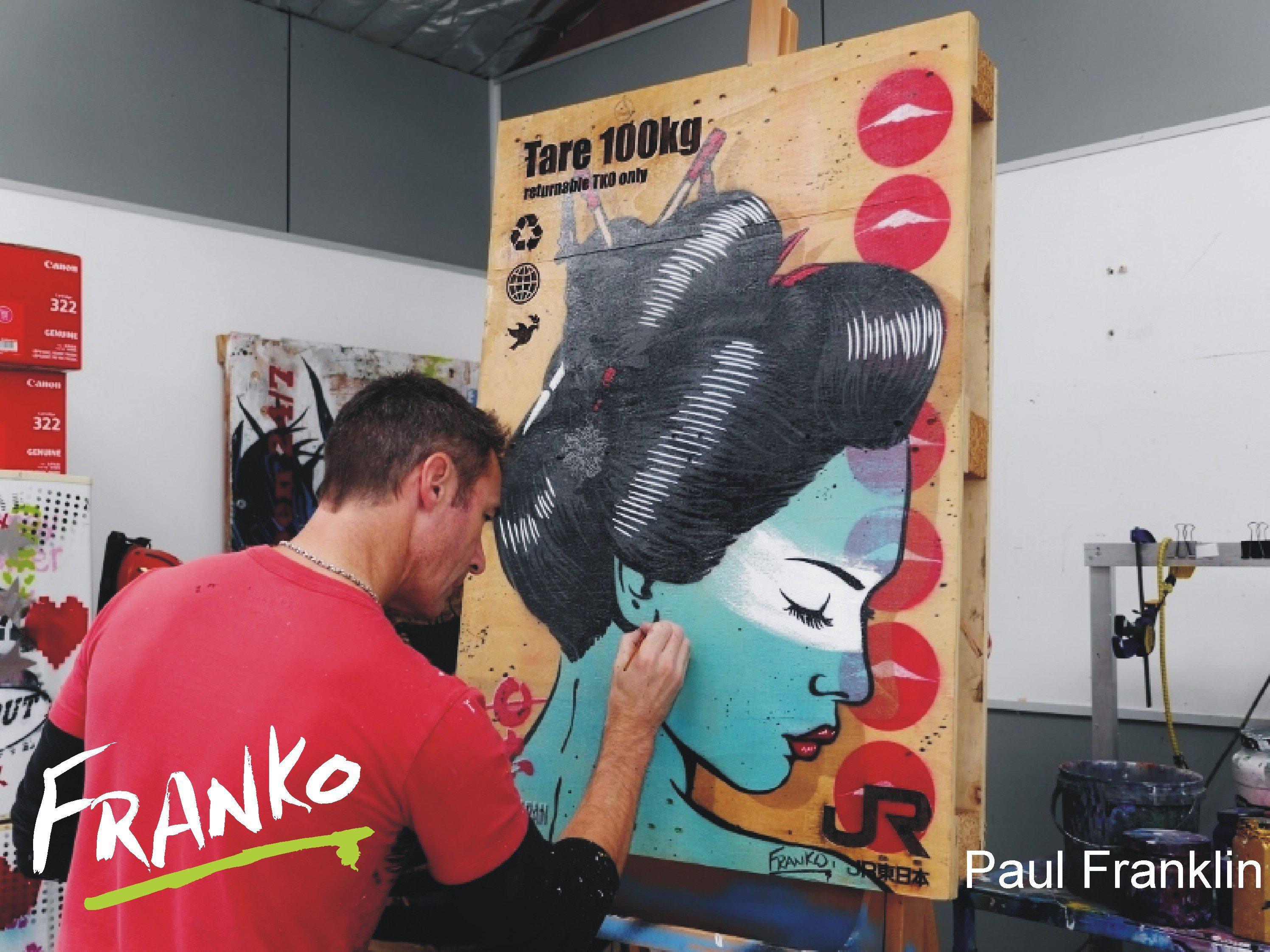 Modern Geisha 73cm x 103cm Recycled Palette Laser Embossed Pop Art Wall Painting - Perfect for Contemporary Home Decor & Office Wall Art