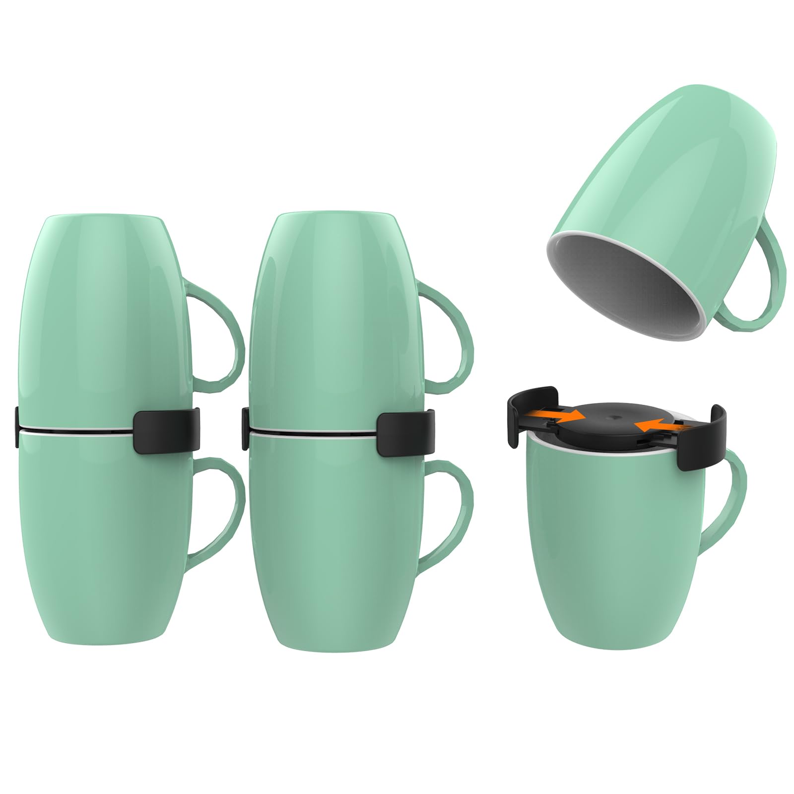WURDON Coffee Mug Organizer - 6 Pack Black, Space-Saving Cabinet & Shelf Storage for Tea Cups & Coffee Mugs | Perfect for Kitchen Organization & Small Space Solutions