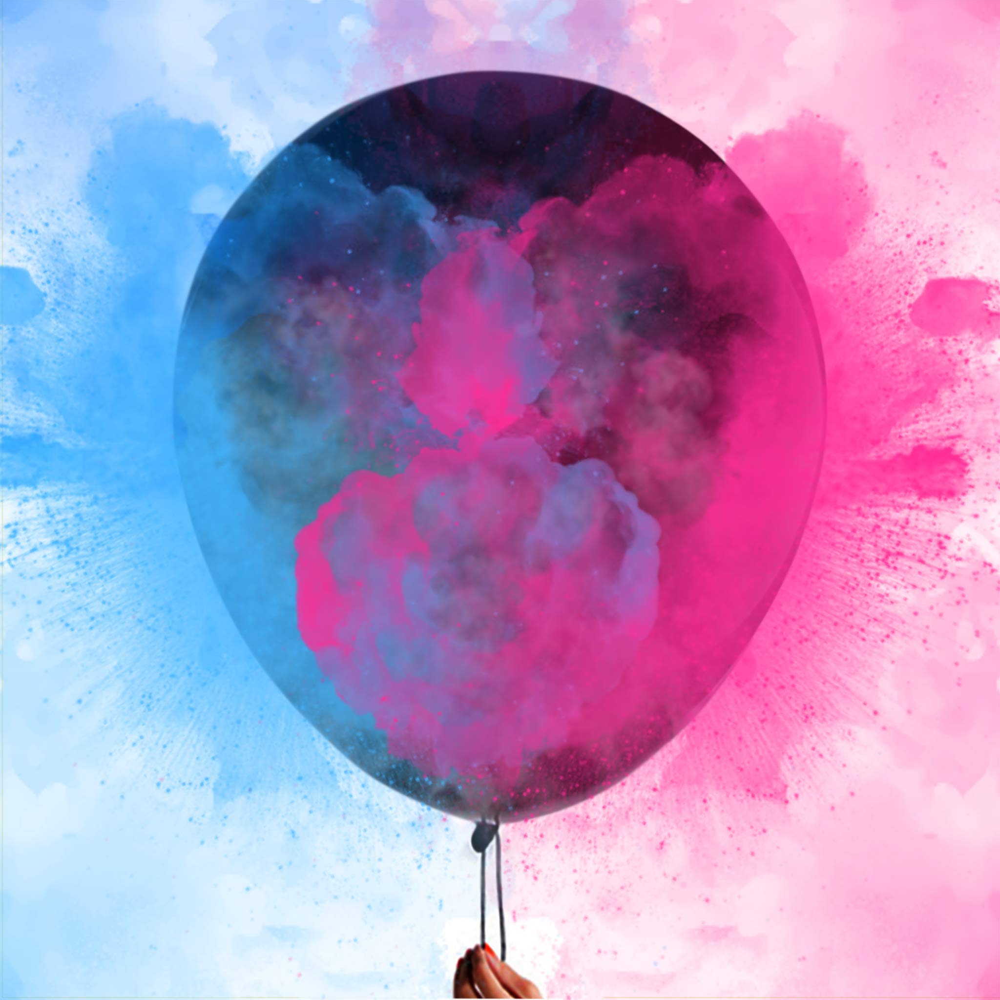 36 Inch Gender Reveal Balloons Kit - Includes Pink & Blue Confetti Powder + 3 Jumbo Black Balloons for Baby Shower, Gender Announcement Party Decorations