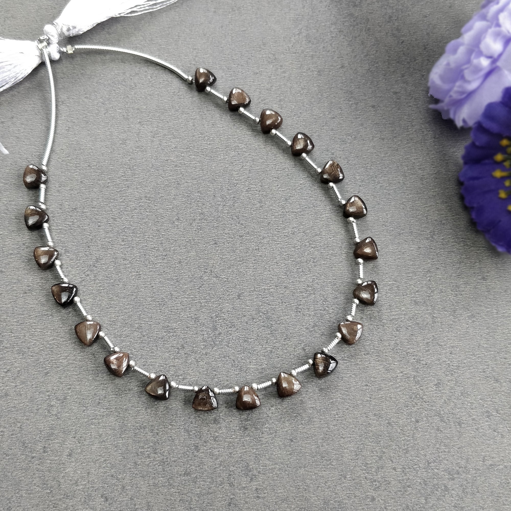 Natural Unheated Golden Brown Chocolate Sapphire Gemstone Cabochon Loose Beads - 28.00cts Triangle Plain Nuggets (6mm) for Jewelry Making, DIY Crafts & Healing Crystals