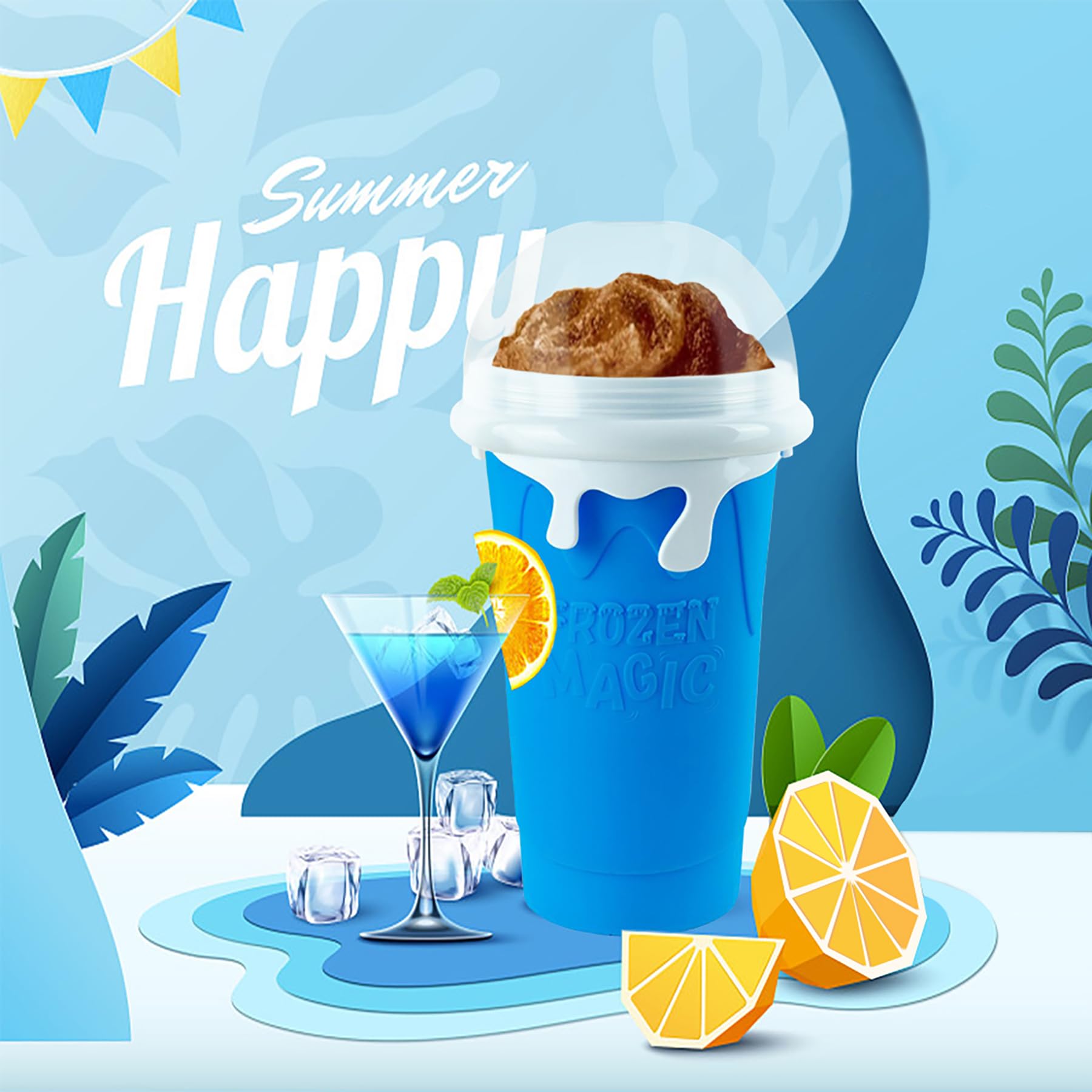 16.9oz Slushie Maker Cup - Large Capacity Magic Quick Frozen Smoothie Cup, Double Layer Squeeze Cup for Homemade Slushies, Milk Shakes & Ice Cream - Perfect for Kids, Family & Summer Parties (Ideal for Poolside, BBQs & Outdoor Gatherings)