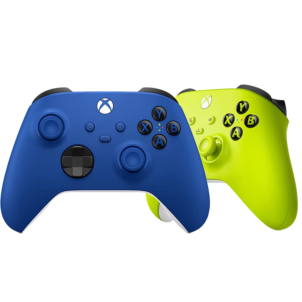 Microsoft QAU-00001 Xbox Wireless Controller Shock Blue Bundle with Wireless Controller for Xbox Series X/S - Electric Volt | Premium Gaming Accessories for Xbox Consoles | Perfect for Competitive Gaming & Family Entertainment