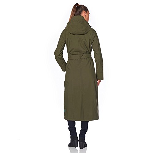 Happy Rainy Days Women's Waterproof Long Jacket - Moss Green/Dark Green Raincoat for Outdoor Walking, Commuting & Travel