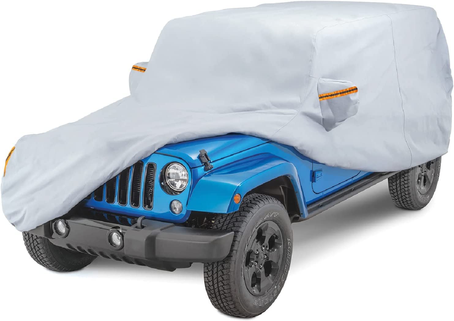 Waterproof Car Cover for 2007-2024 Jeep Wrangler JK - All Weather Protection Outdoor Cover with Driver Door Zipper - Perfect for Rain, Snow, Sun & Dust Protection While Parked