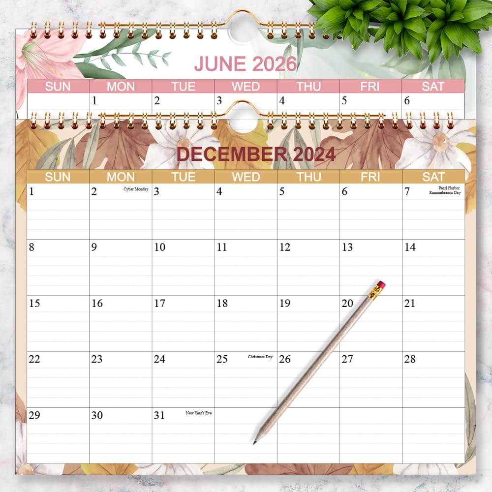 2025-2026 Wall Calendar | 18 Month Planner from January 2025 to June 2026 | Premium Thick Paper | 8.5