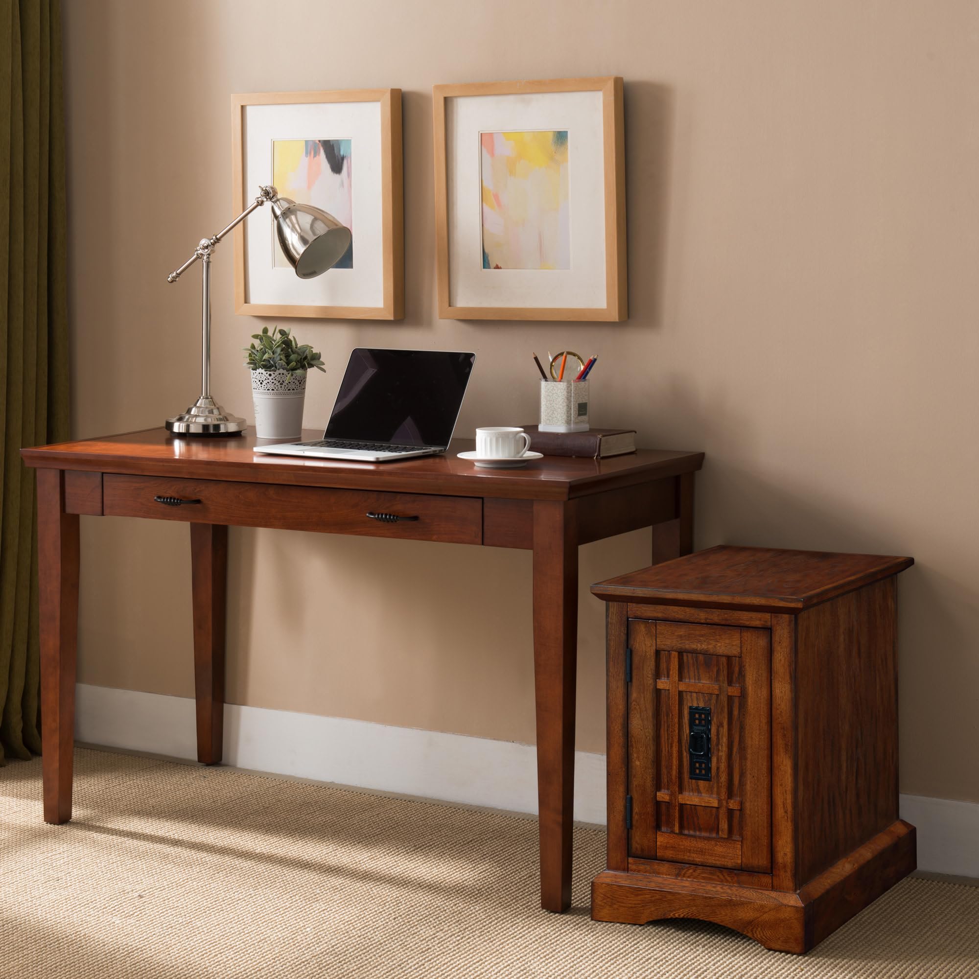 Leick Home 82401 Solid Wood Mission Cabinet End Table - Oak Finish Side Table for Living Room, Bedroom & Home Office - Perfect for Storage, Display & Accent Furniture