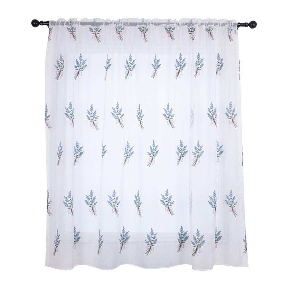 Blackout Curtains for Bedroom - Polyester Flower Print Darkening Window Drapes with Perforated Design, Light Blocking Panels for Better Sleep (Blue) - Perfect for Nursery, Home Theater & Shift Workers