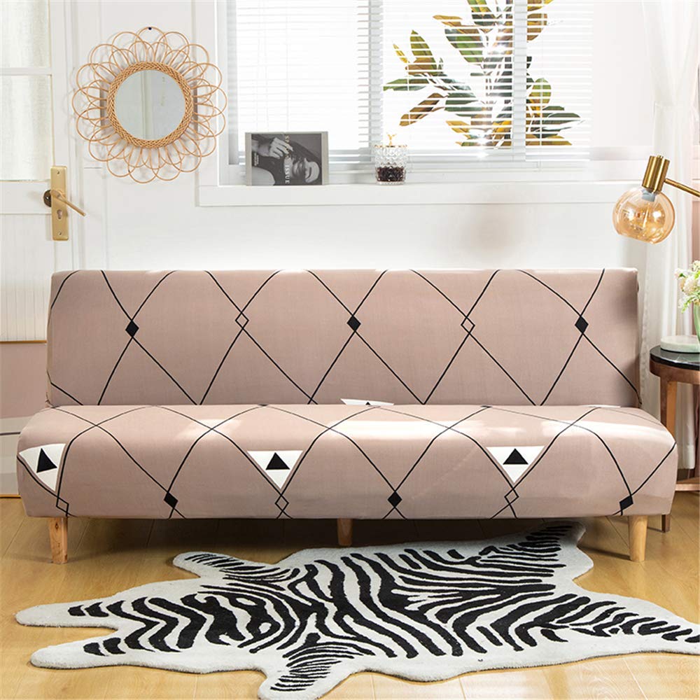 Beacon Pet Stretch Sofa Slipcover - Armless Futon Cover with Printed Design, Elastic Polyester Spandex Fabric, Washable Furniture Protector for Folding Couches - Perfect for Pet Owners, Living Rooms & Small Spaces