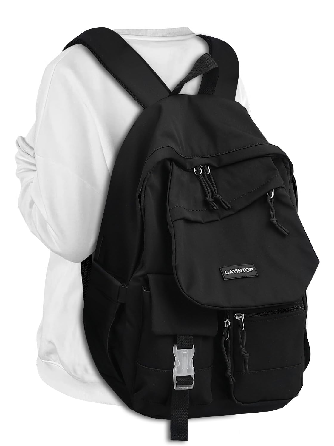 Stylish Black School Backpack for Students - 15.6 Inch Laptop Backpack with USB Charging Port for Women, Girls, Teens & Boys | Perfect for College, Work & Travel