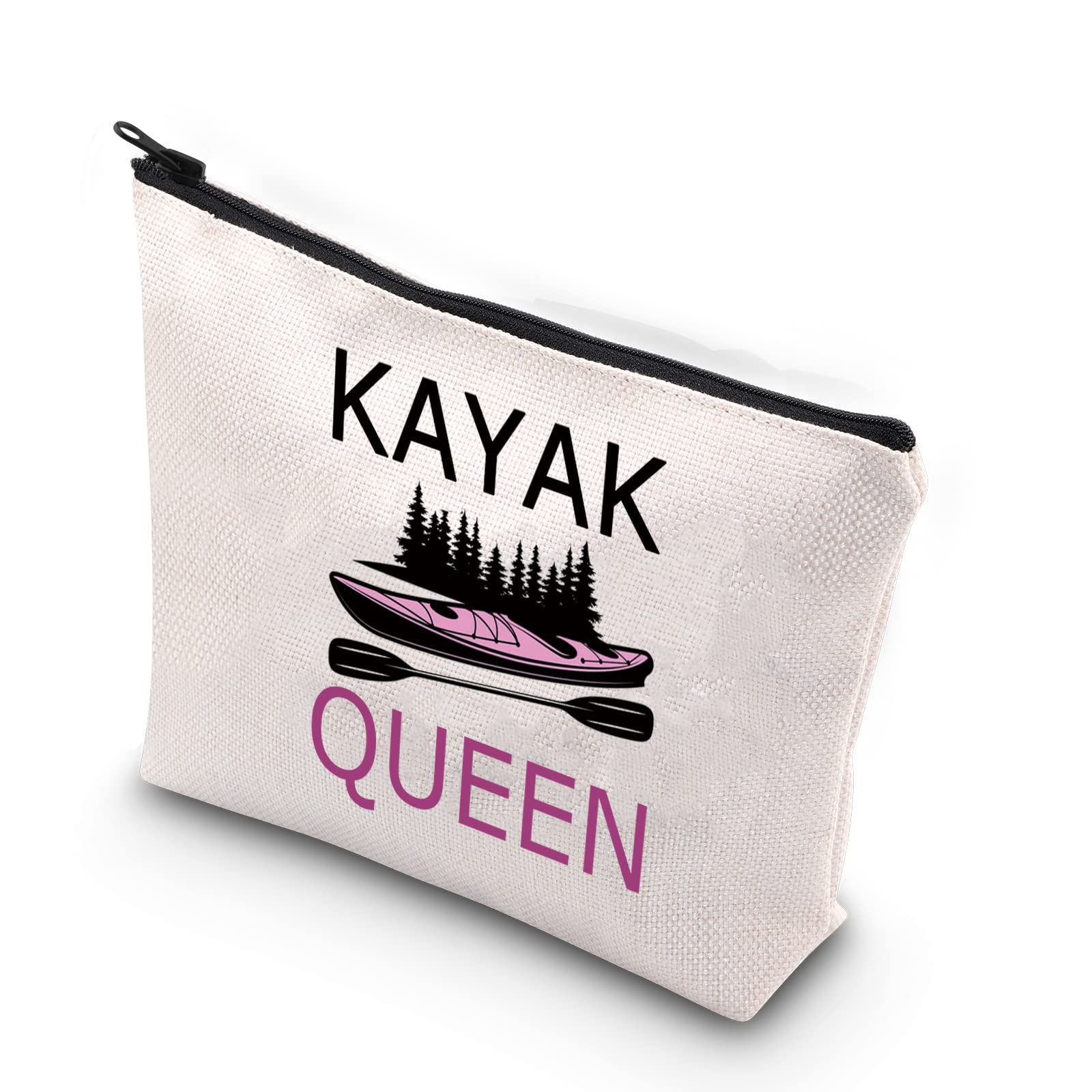 TSOTMO Kayak Queen Zipper Pouch Makeup Bag - Waterproof Cosmetic Organizer for Kayaking Enthusiasts, Paddling Team Gifts & Outdoor Adventures (Beige) - Perfect for Kayak Trips, Beach Days & Travel Essentials Storage