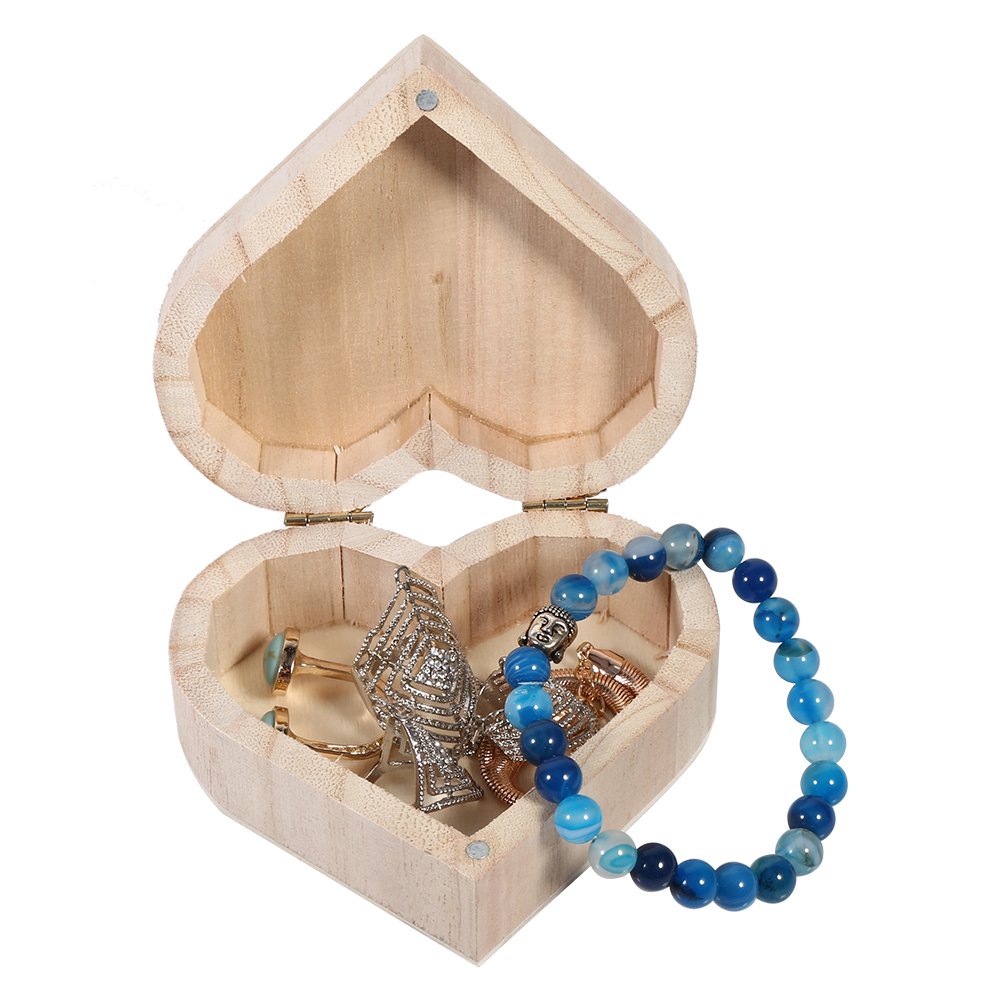 Yosoo Handcrafted Wooden Heart-Shaped Jewelry Box - Portable Storage Organizer for Rings, Necklaces & Keepsakes - Perfect for Valentine's Gift, Wedding Proposal & Home Decor