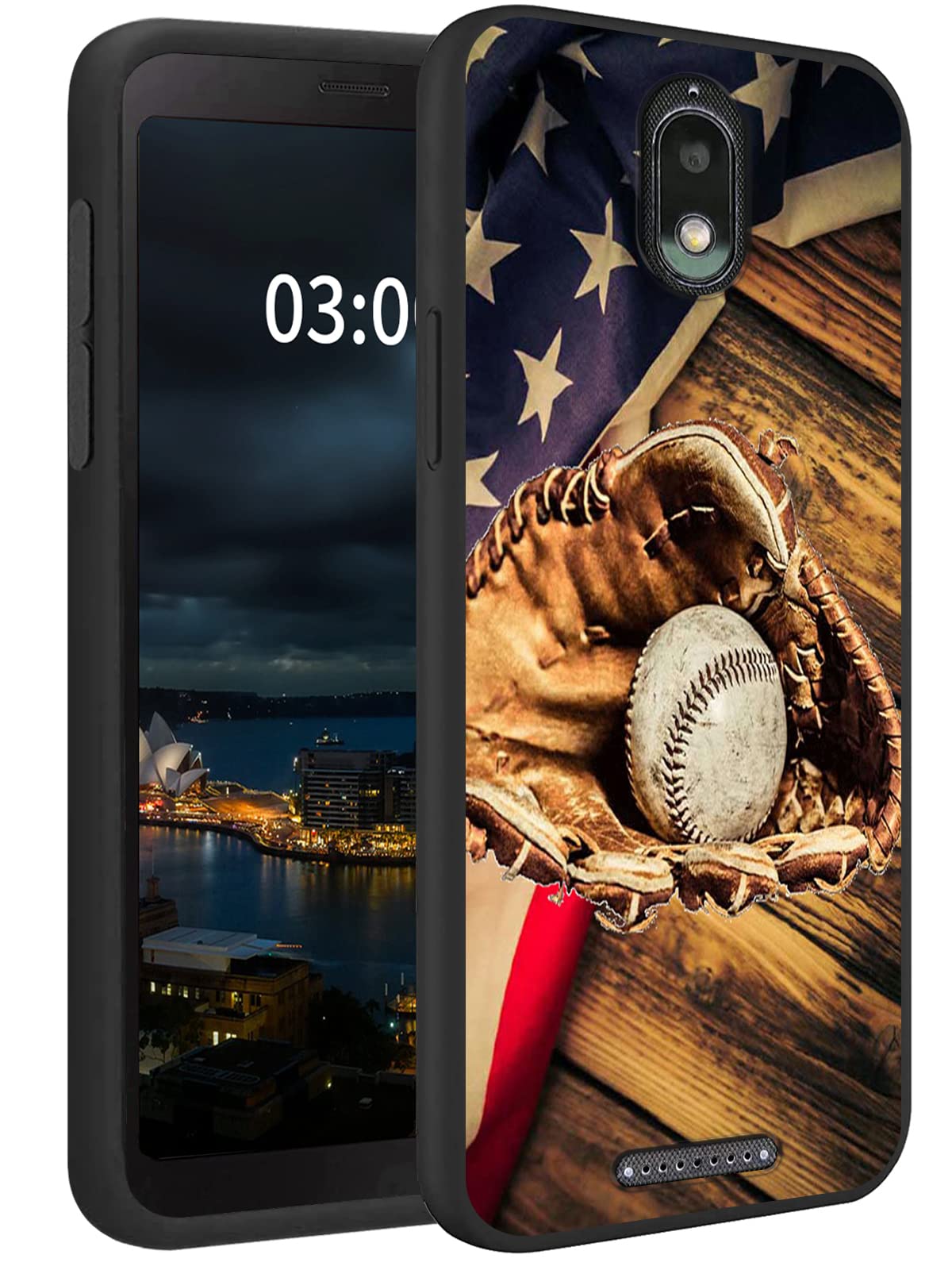Serrano 3 Hot Pepper Phone Case - American Flag Baseball Pattern Design, Ultra-Thin Black Soft TPU Silicone Shockproof Protective Cover | Perfect for Outdoor Activities, Sports & Patriotic Events