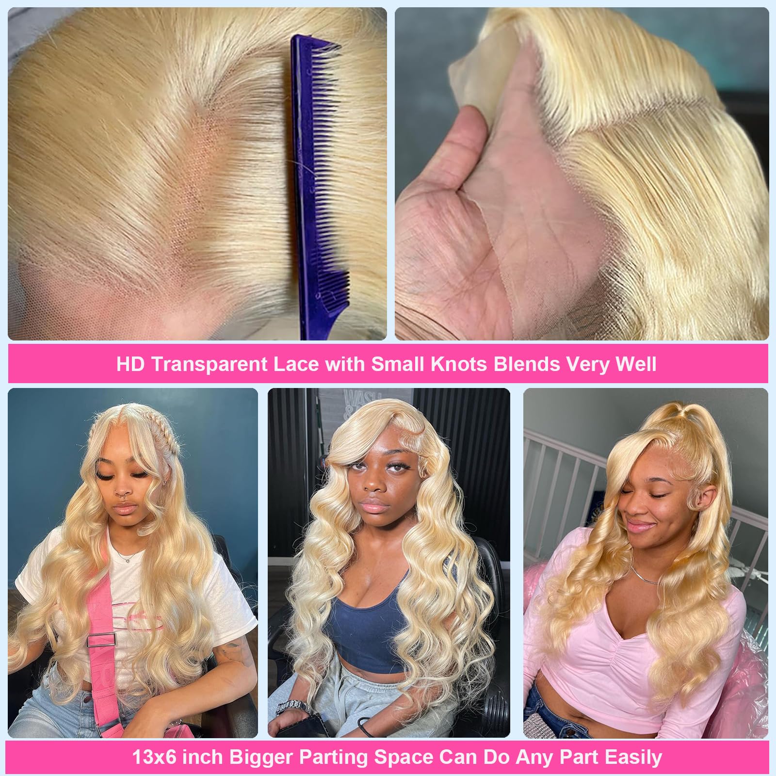 613 Lace Front Wig Human Hair 13x6 Body Wave 28 Inch Blonde HD Lace Frontal Wig - 200% Density, Pre-Plucked with Baby Hair, Glueless & Breathable - Perfect for Daily Wear, Cosplay, Parties & Special Occasions