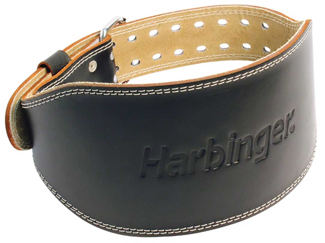Harbinger 6-Inch Padded Leather Weightlifting Belt - Black | Heavy Duty Gym Belt for Powerlifting, CrossFit & Strength Training