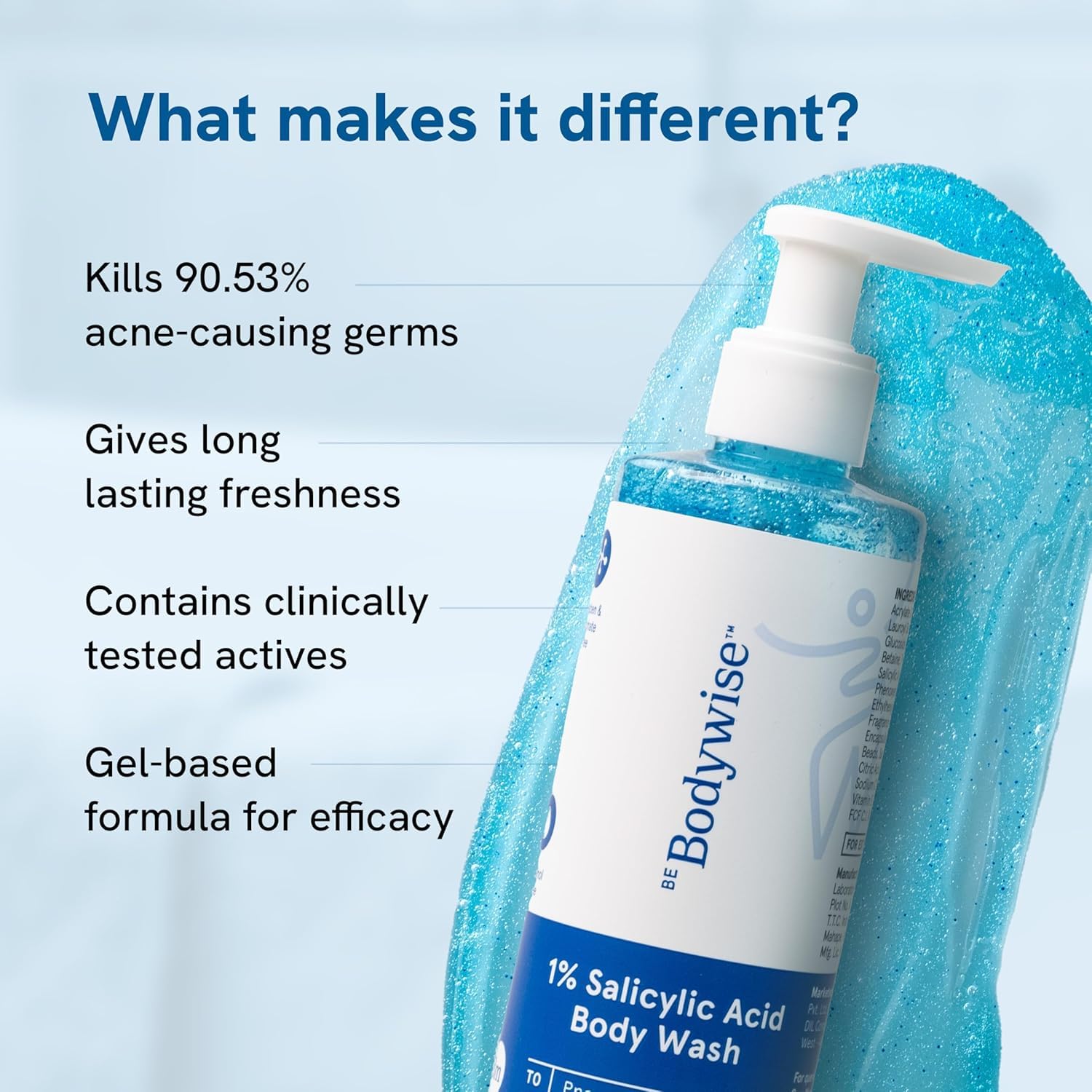 Be Bodywise 1% Salicylic Acid Body Wash 750ml - Acne Treatment & Exfoliating Cleanser for Clear Skin | Paraben & SLS Free | Pack of 3 | Ideal for Back Acne, Chest Breakouts & Body Exfoliation