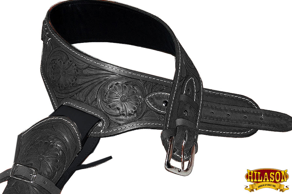 Hilason Western Right Hand Gun Holster Rig for 38 Cal - Genuine Leather Cowboy Belt Holster - Perfect for Cowboy Action Shooting, Reenactments & Western Style Events
