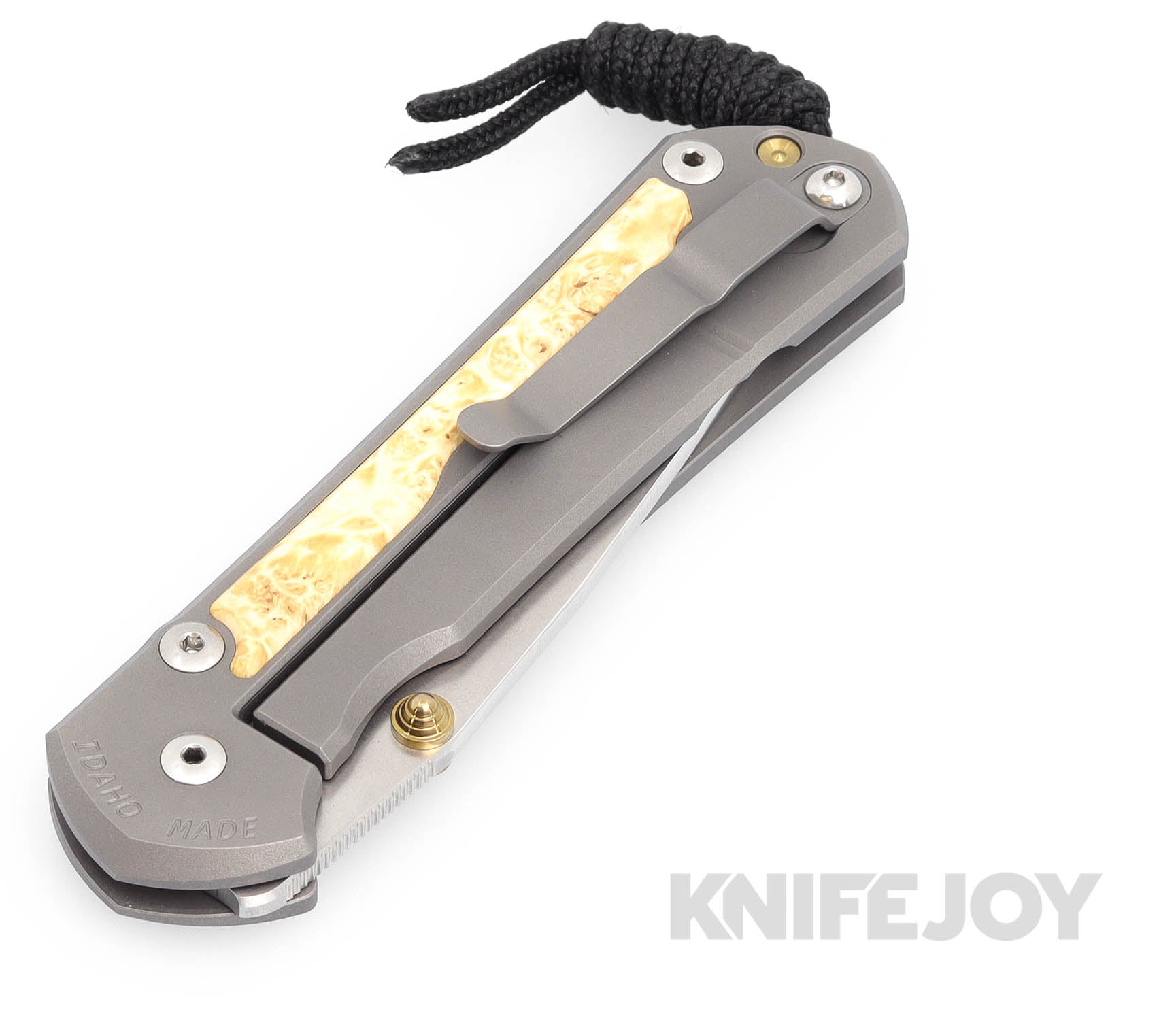 Chris Reeve Knives Large Sebenza 31 Left Hand Folding Pocket Knife - MagnaCut Drop Point Plain Blade, Double Gold Lugs & Box Elder Wood Inlay Handle - EDC, Outdoor, Camping, Hunting, Survival Gear