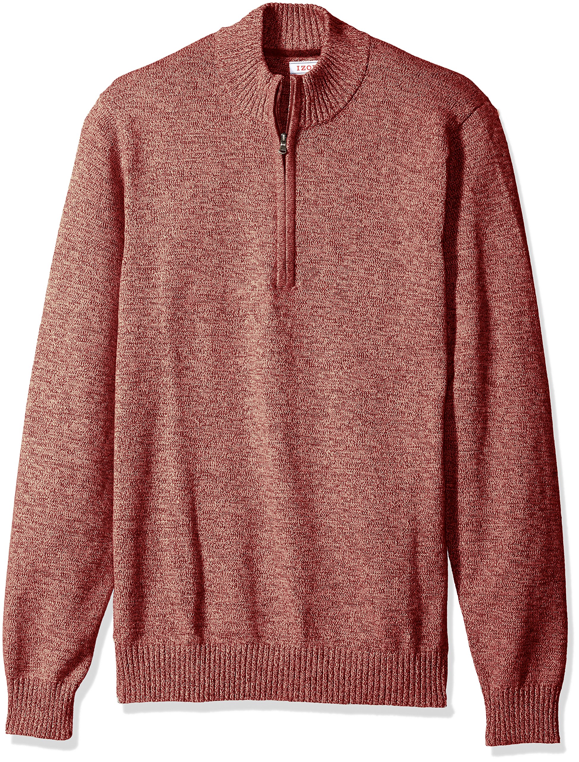 IZOD Men's Big & Tall Saltwater Marled Waffle 1/4 Zip Pullover Sweater - Comfortable Casual Wear for Fall & Winter, Perfect for Office, Outdoor Activities and Travel
