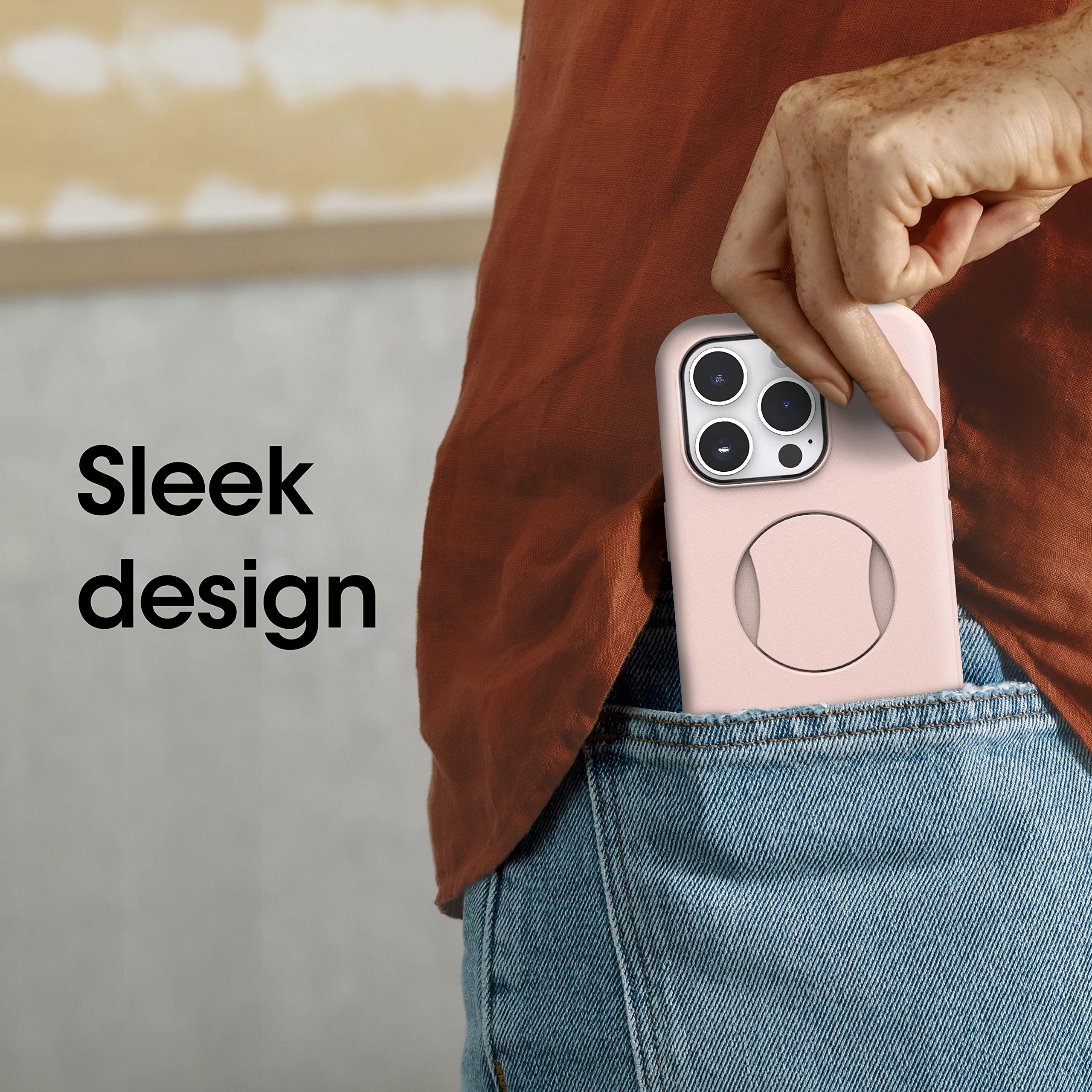 OtterBox iPhone 14 Pro Case - OtterGrip Symmetry Series with Built-in Grip | Slim Protective Cover | Magsafe Compatible | Raised Edges for Camera & Screen Protection | Made ME Blush Pink | Perfect for Everyday Use, Work & Travel