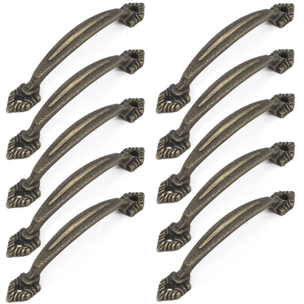 Vintage Cabinet Knobs - European Style Drawer Pulls in Bronze (10-Pack) for Wardrobe & Kitchen