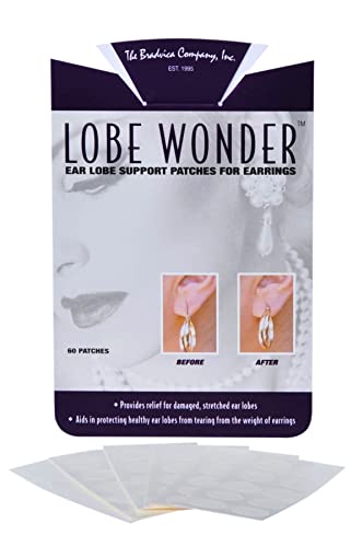 Lobe Wonder Ear Lobe Support Patches - 60 Count | Earring Support for Heavy Earrings | Prevent Stretching & Sagging | Perfect for Daily Wear, Special Occasions & Healing Piercings