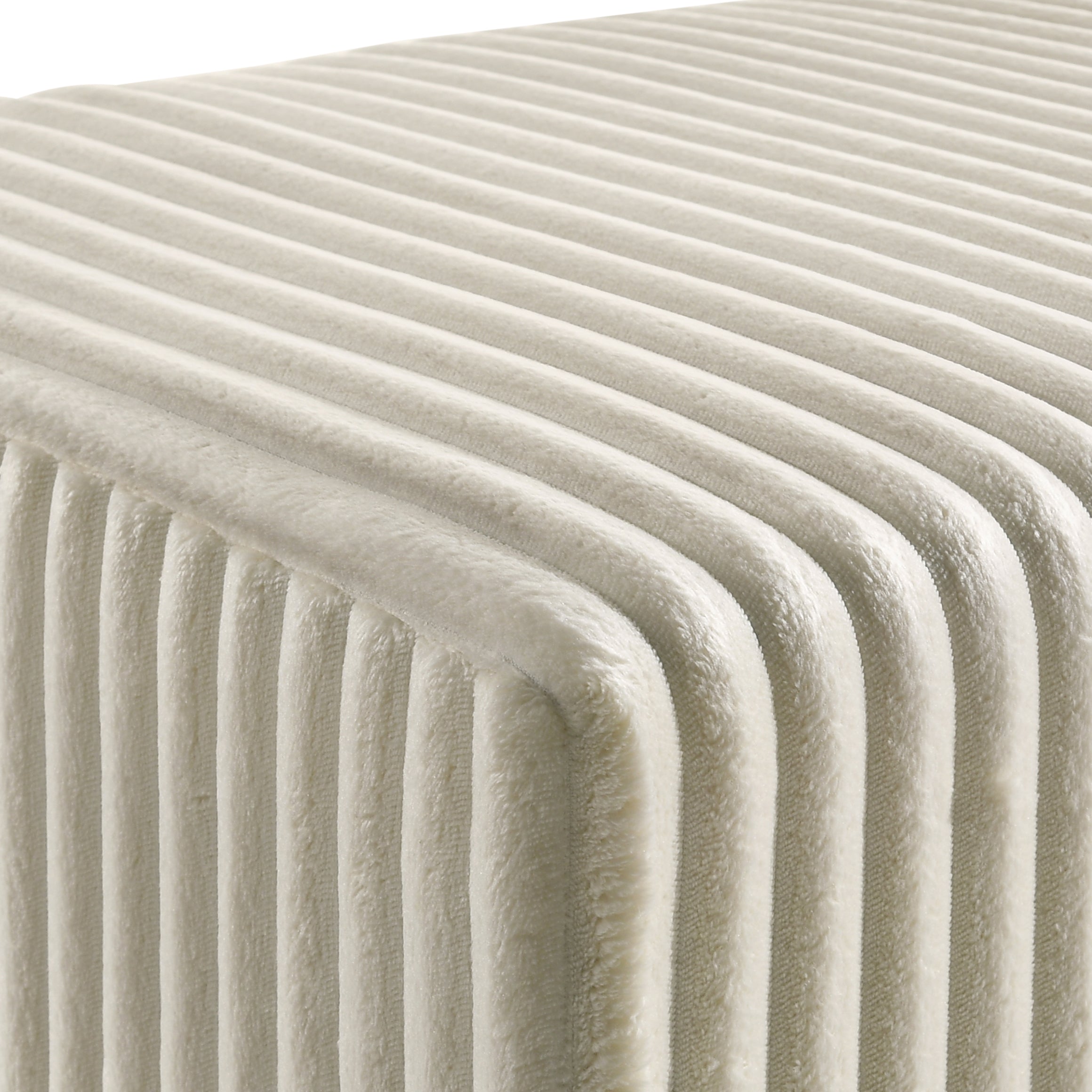 Roundhill Furniture Mavela Wide Wale Corduroy Upholstered Panel Bed - Queen Size Cream Upholstery Bed Frame for Bedroom, Living Room & Guest Room