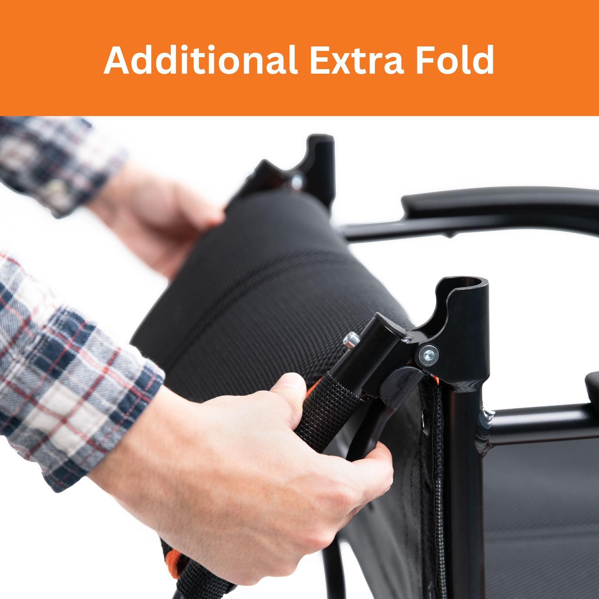 Feather Mobility - 13lb Ultra Lightweight Folding Transport Wheelchair - Black - 300 lb Weight Capacity - No Handbrakes - Ideal for Travel, Shopping & Doctor Visits