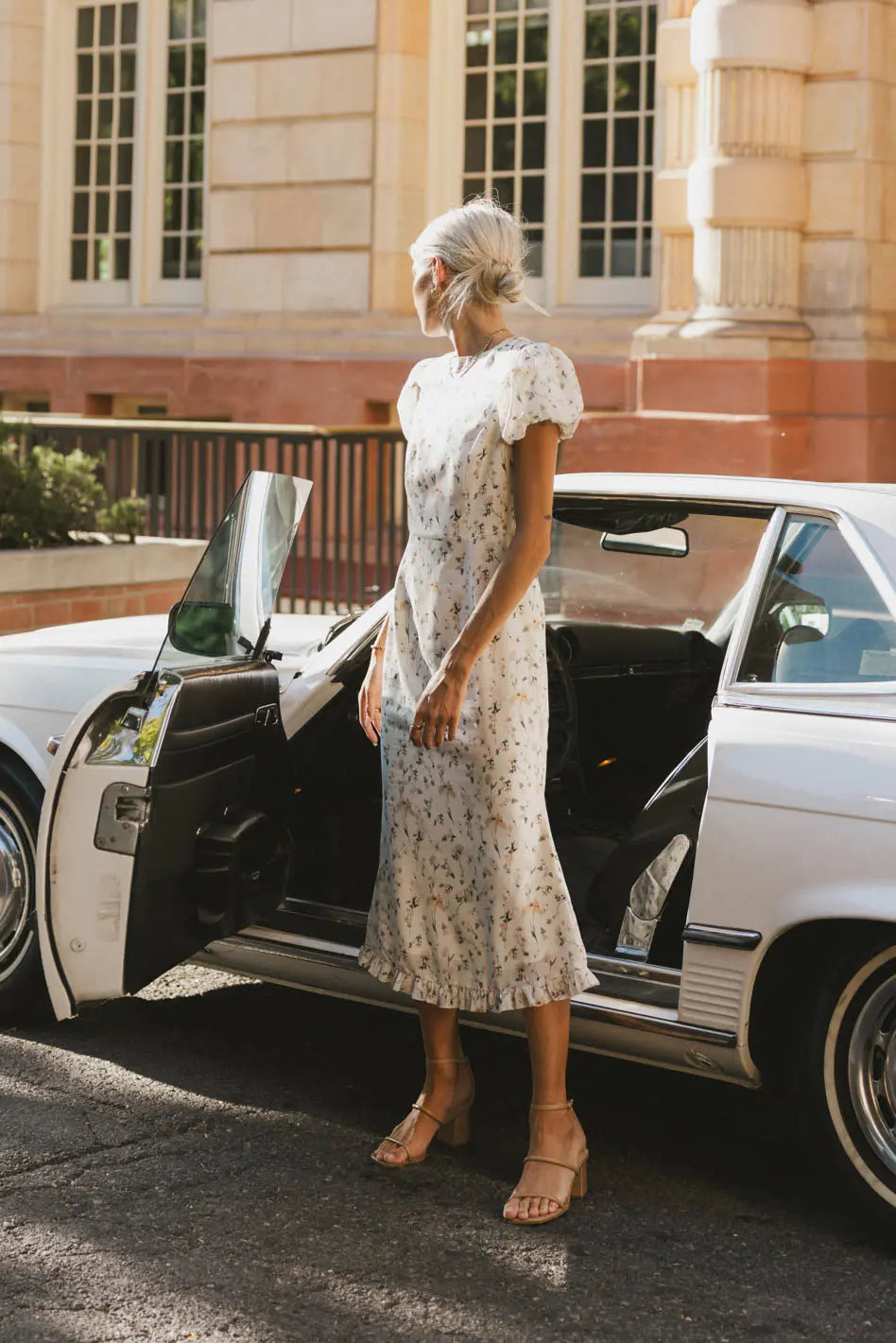 Beem Floral Midi Dress for Women - Summer Boho Flowy Dress with Short Sleeves - Perfect for Beach Vacations, Date Nights & Outdoor Parties