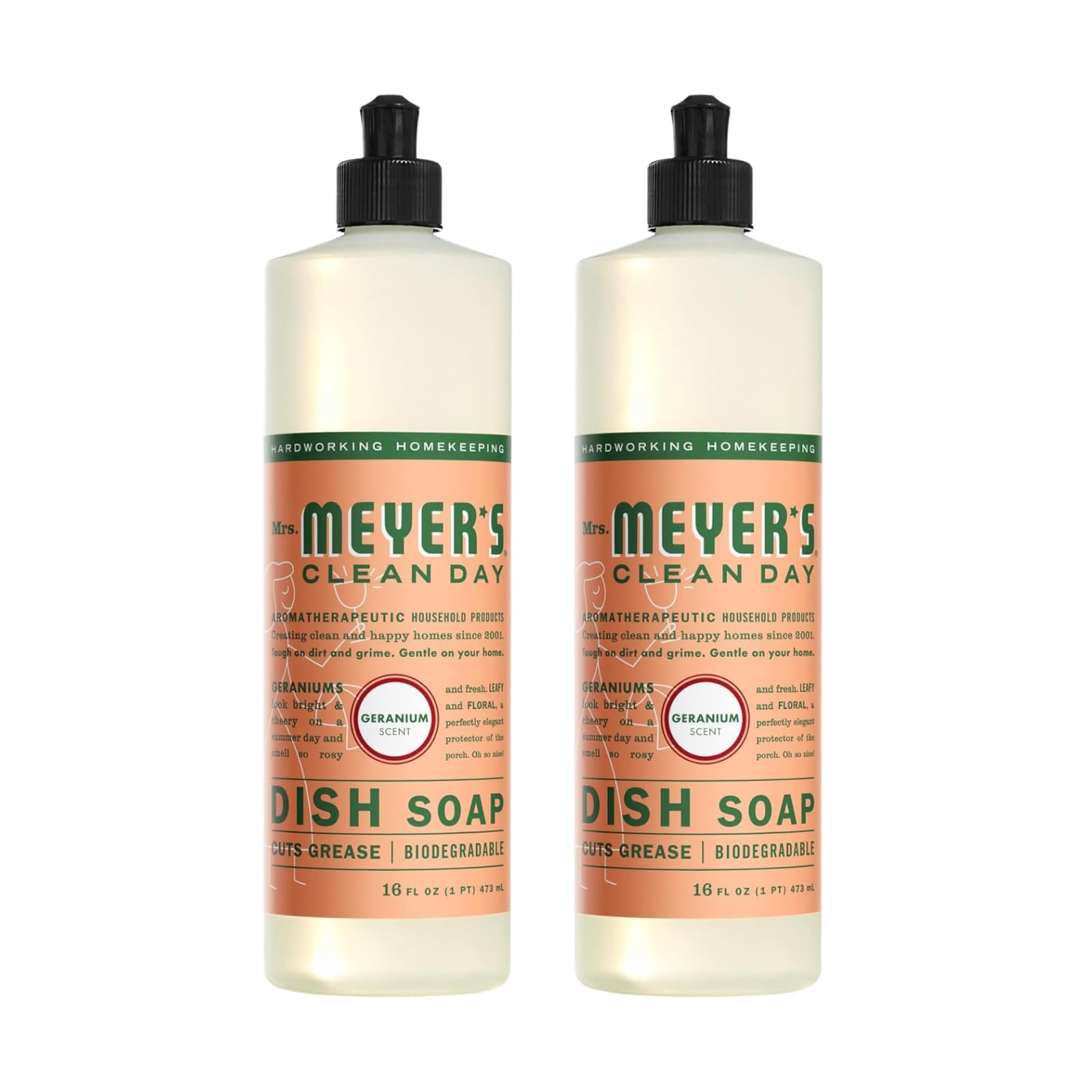 Geranium Scented Liquid Dish Soap - 2 Pack | Eco-Friendly & Gentle on Hands | Perfect for Daily Dishwashing & Kitchen Cleaning