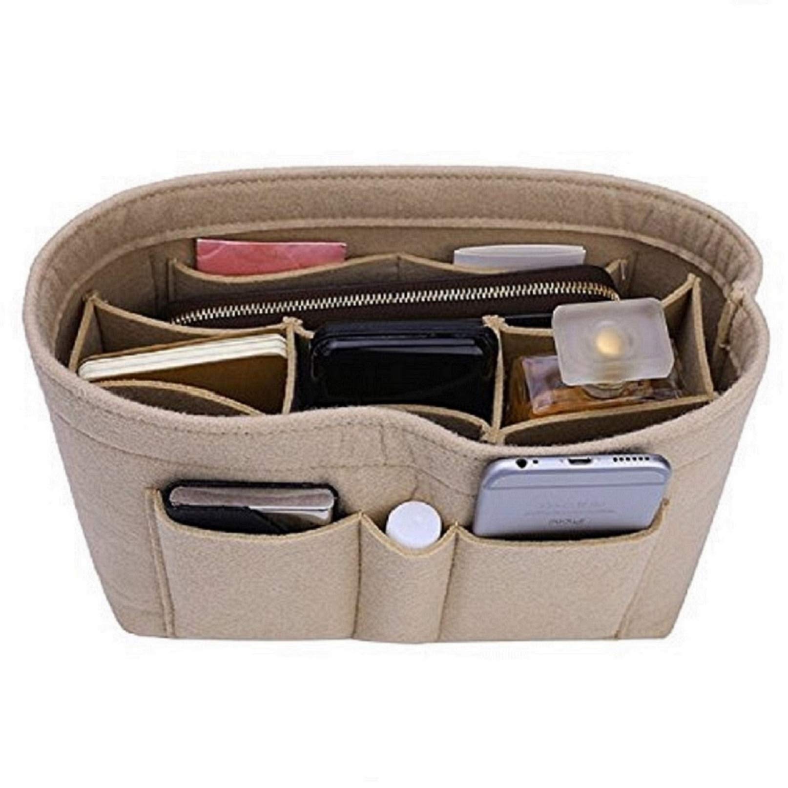 ZTUJO Felt Purse Organizer Insert for Handbags - 13 Colors & 6 Sizes (Slender Large, Beige) | Perfect for Tote Bags, Travel & Everyday Use
