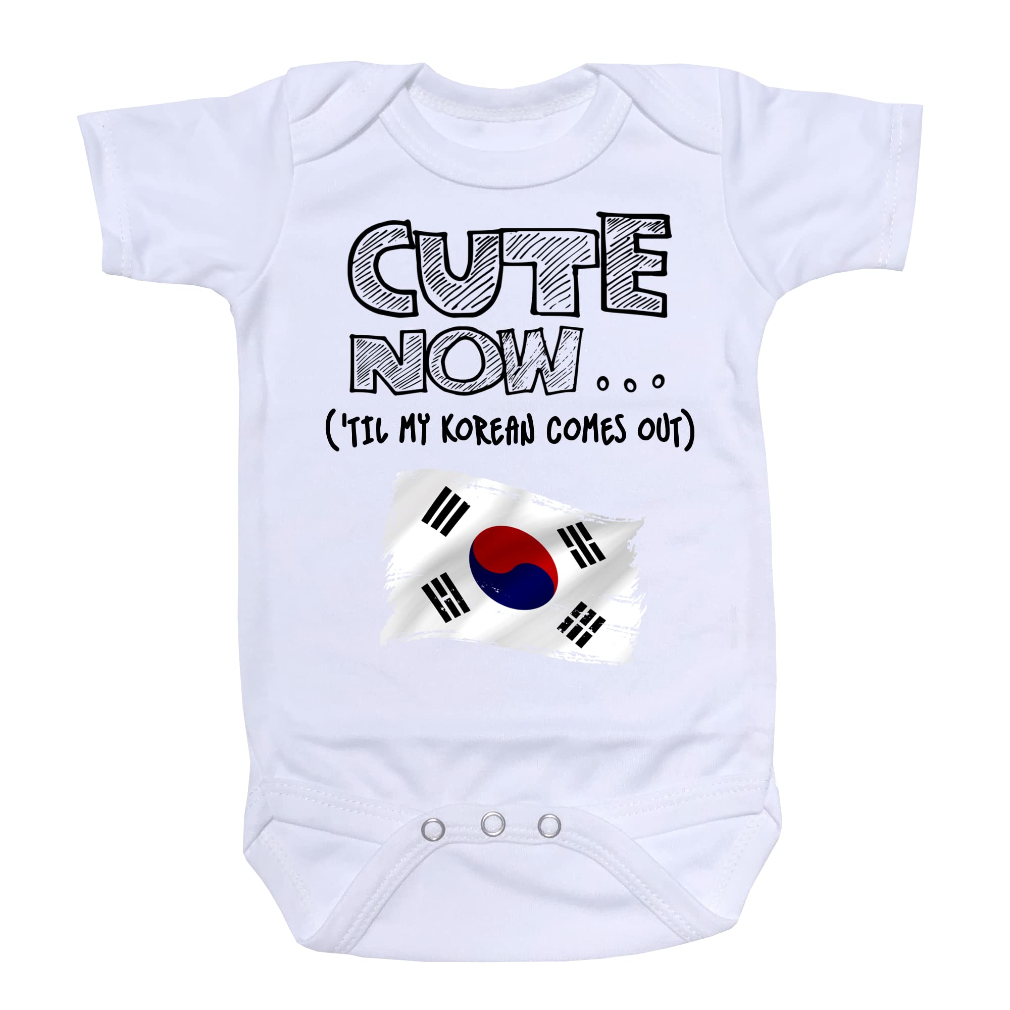 Korean Flag Baby Bodysuit - Cute Infant Short Sleeve Onesie for Boys & Girls | Perfect for Korean Culture Events, Family Photos & National Holidays