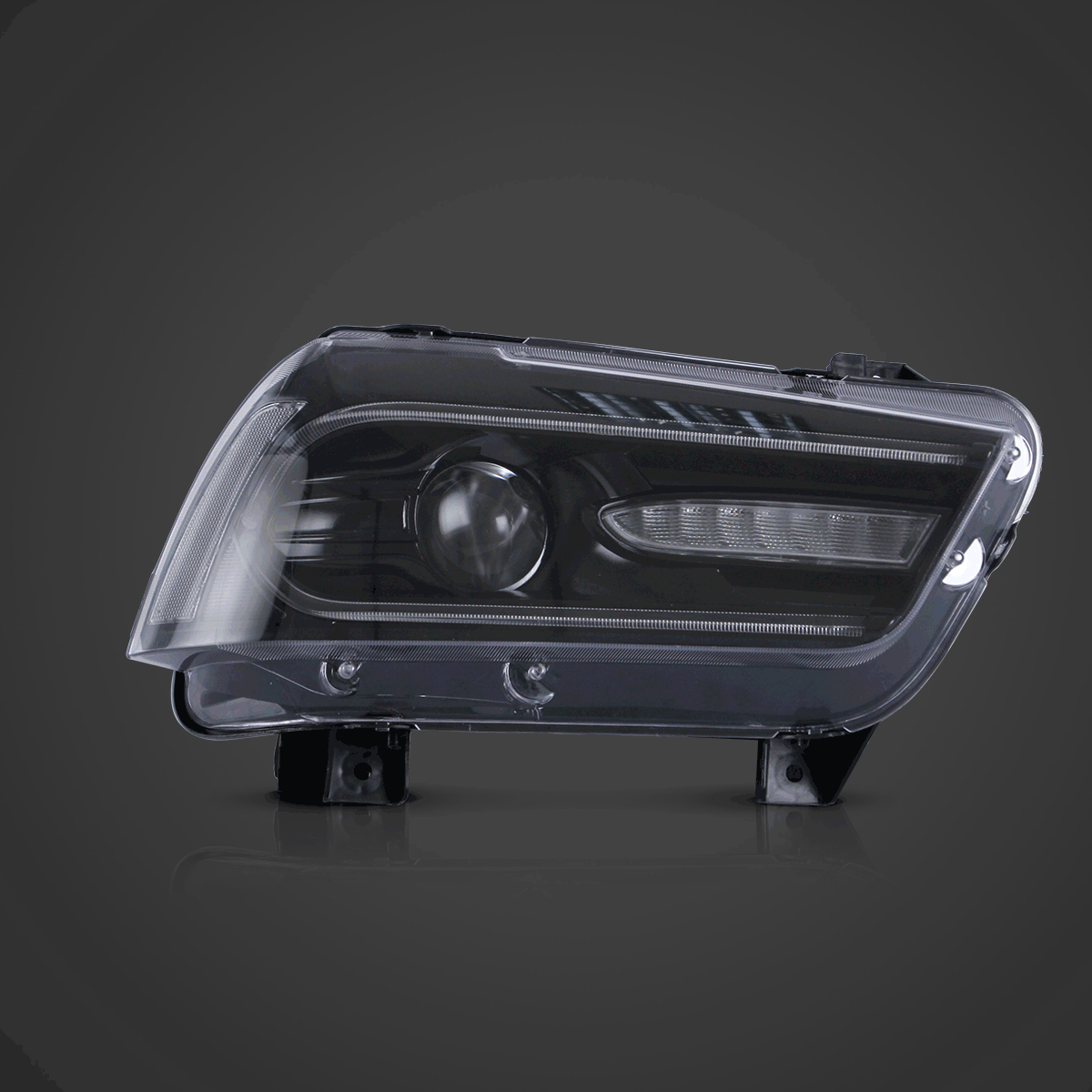 2011-2014 Dodge Charger (LD) Pre-Facelift LED Headlight Assembly - Dual Beam Projector Black Headlights for Improved Night Visibility & Style Upgrade