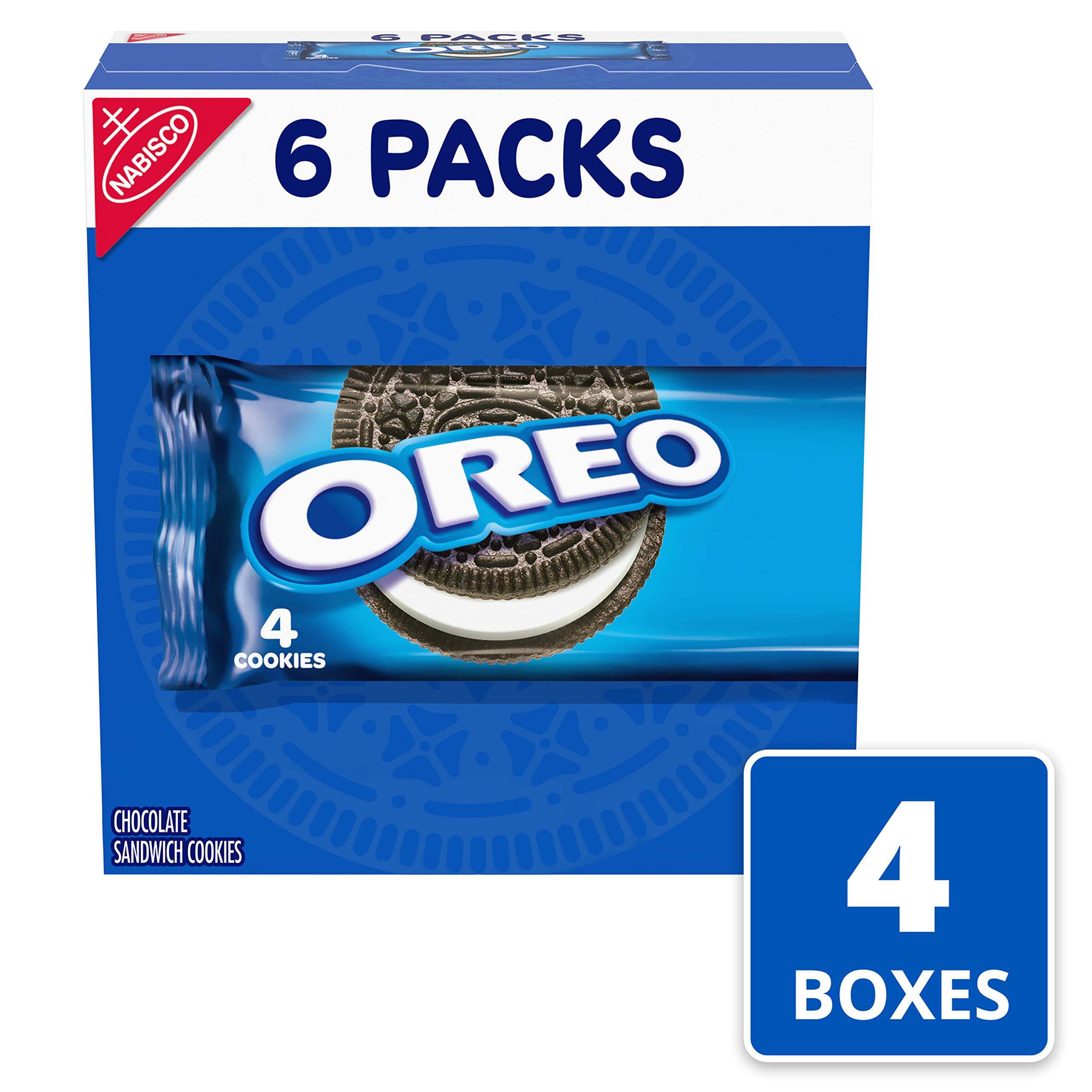 OREO Chocolate Sandwich Cookies, 24 Snack Packs (4 Cookies Each) - 4 Boxes - Perfect for Lunchboxes, Office Snacks & Party Treats