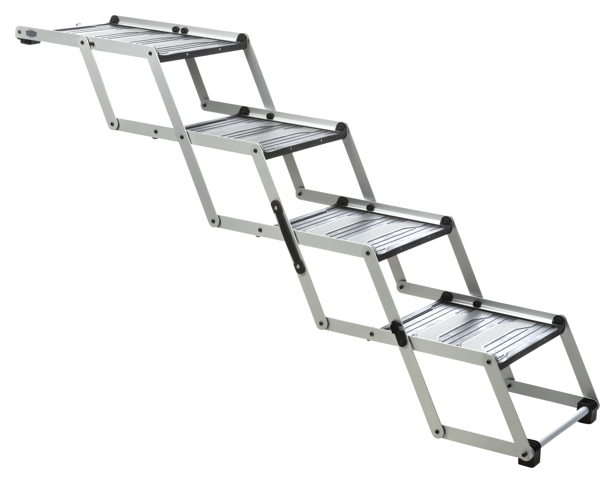 TRIXIE Heavy Duty Foldable 4 Step Pet Stairs for Dogs & Cats - Lightweight Aluminum Pet Steps with Non-Slip Surface - Portable Dog Stairs for Sofa, Bed, Car Use