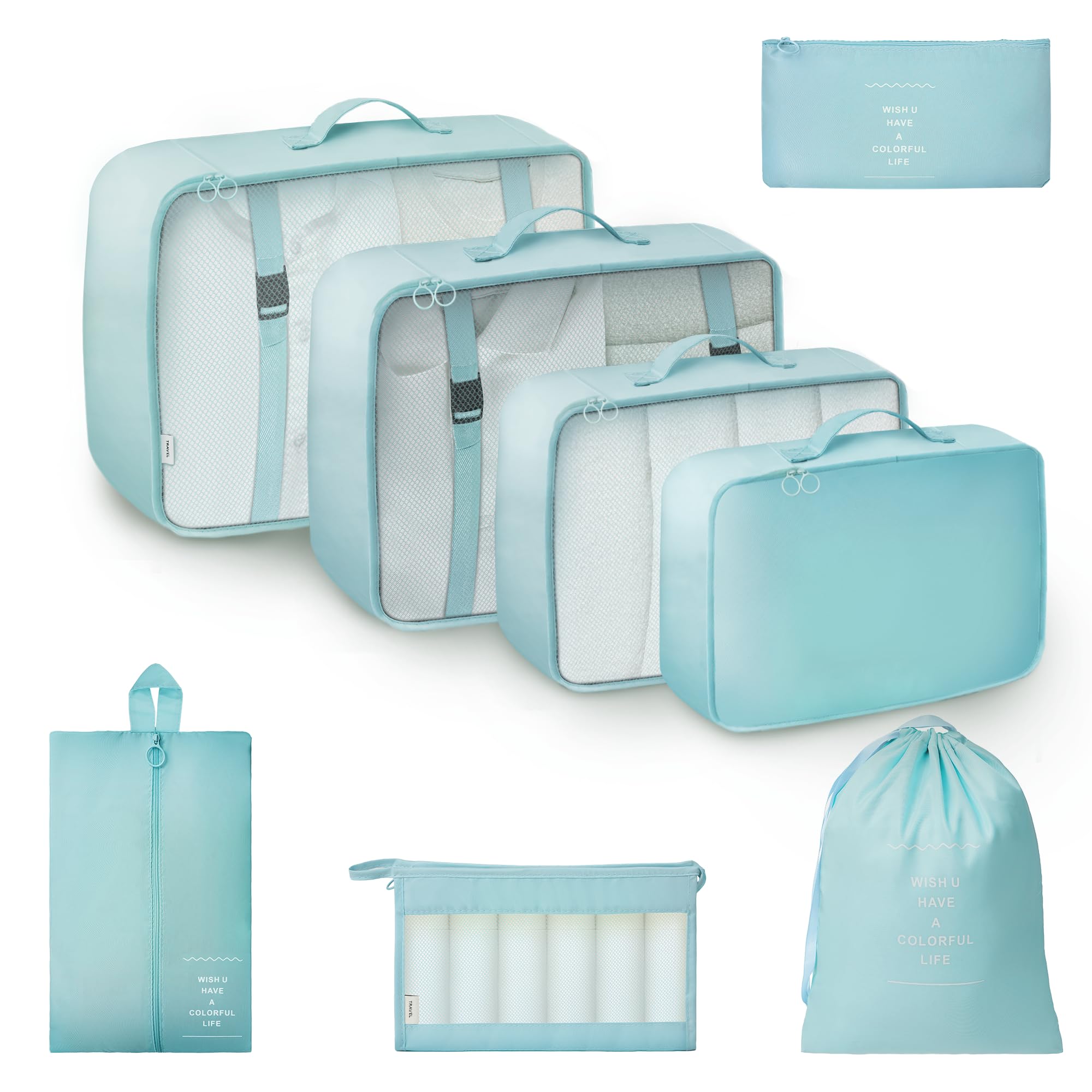 8-Piece Packing Cubes Set for Carry-On Luggage - Travel Organizer Bags for Suitcases & Backpacks | Perfect for Business Trips, Vacations & Weekend Getaways