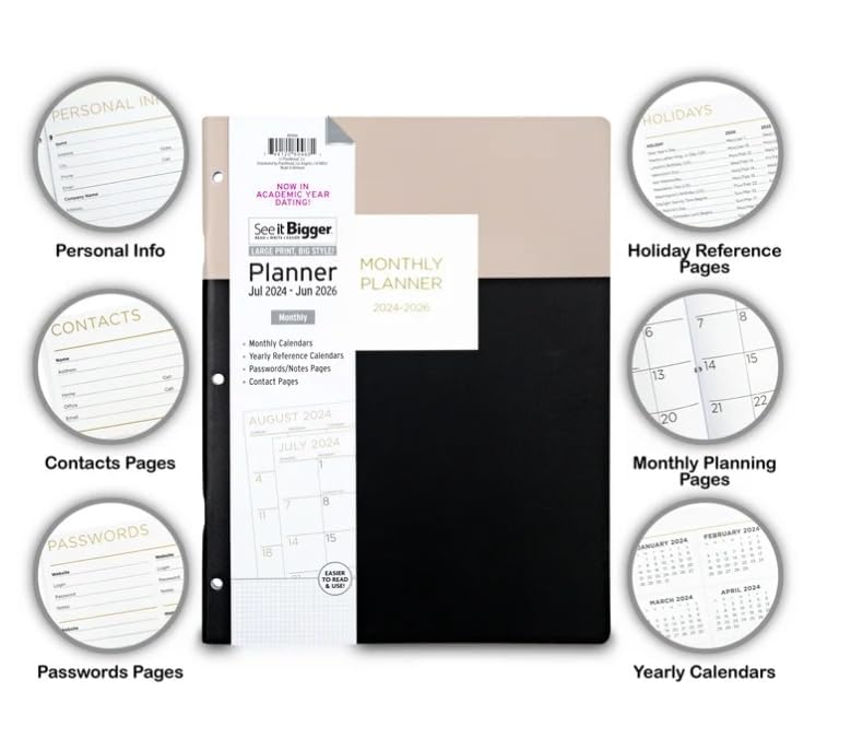 2025-2026 Monthly Planner - Large Print 8.5'' x 11'' with Assorted Covers & Stylus Pen | Perfect for Work, School & Personal Organization | Dated Planner for Professionals & Students