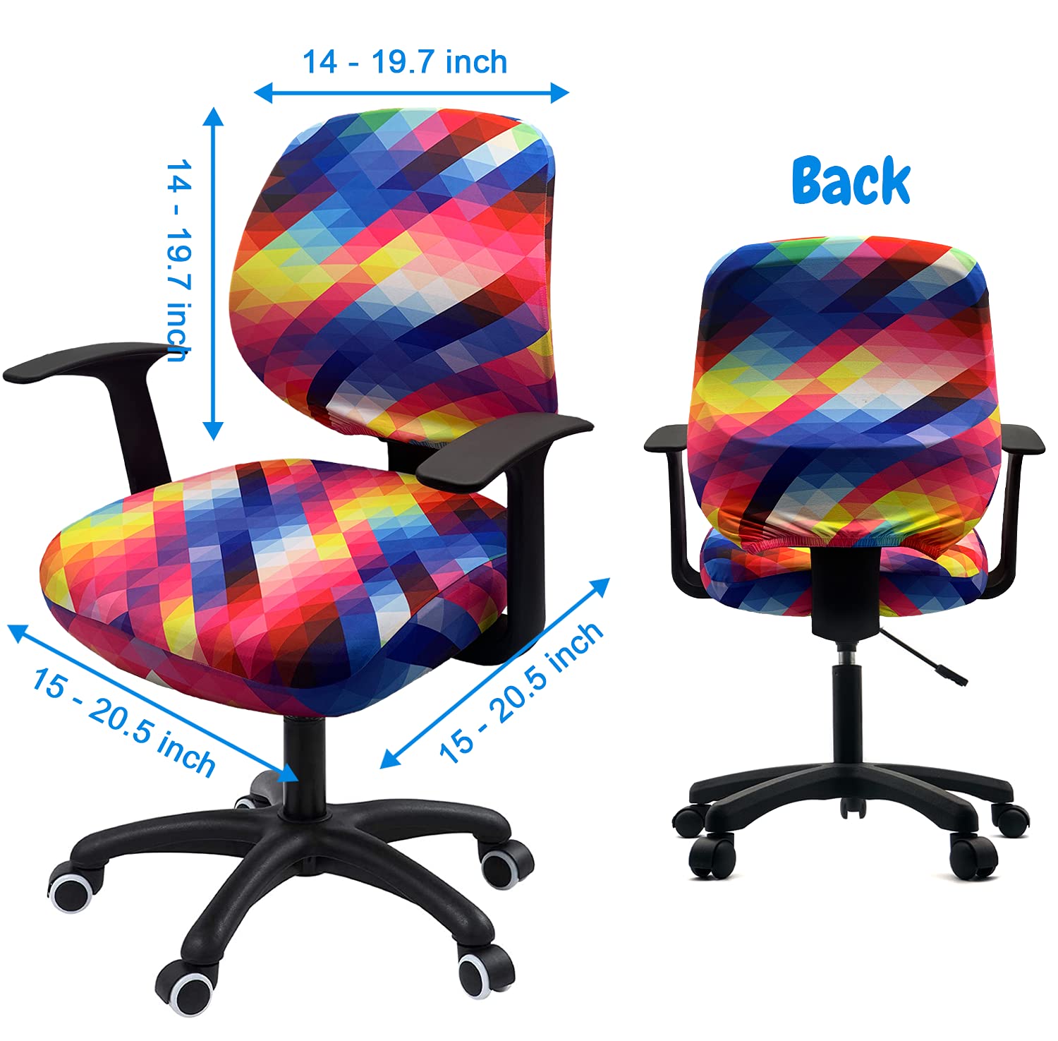 Stretchable Office Chair Cover Set of 2 - Waterproof Computer Desk Chair Slipcover for Swivel Chairs - Perfect for Home Office, Gaming & Conference Room Protection