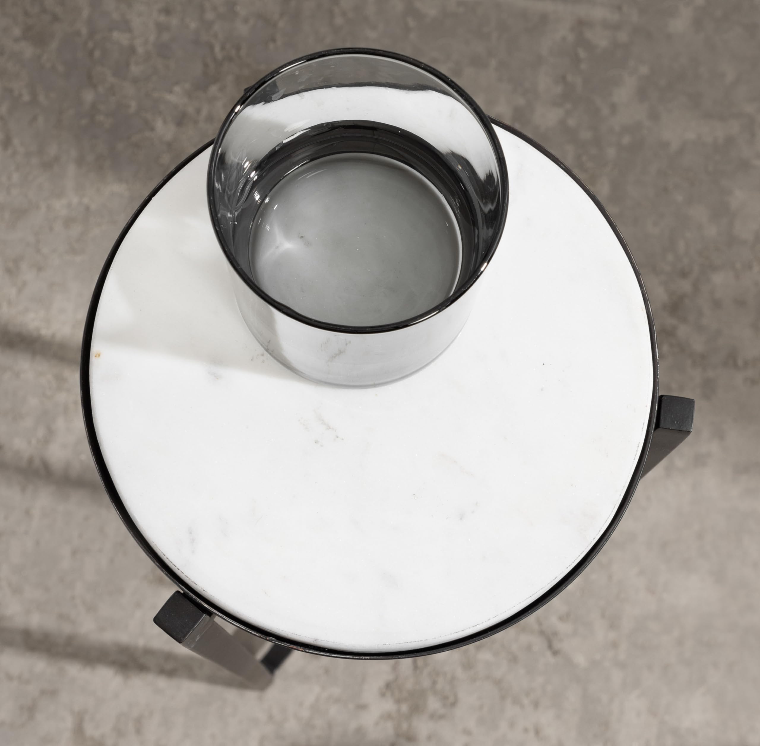 Kate & Laurel Aguilar Modern Round Side Table - 9x9x23 Inches, White & Black Genuine Marble Accent Table - Perfect for Small Spaces, Living Room Decor, Coffee Table Alternative & Plant Stand