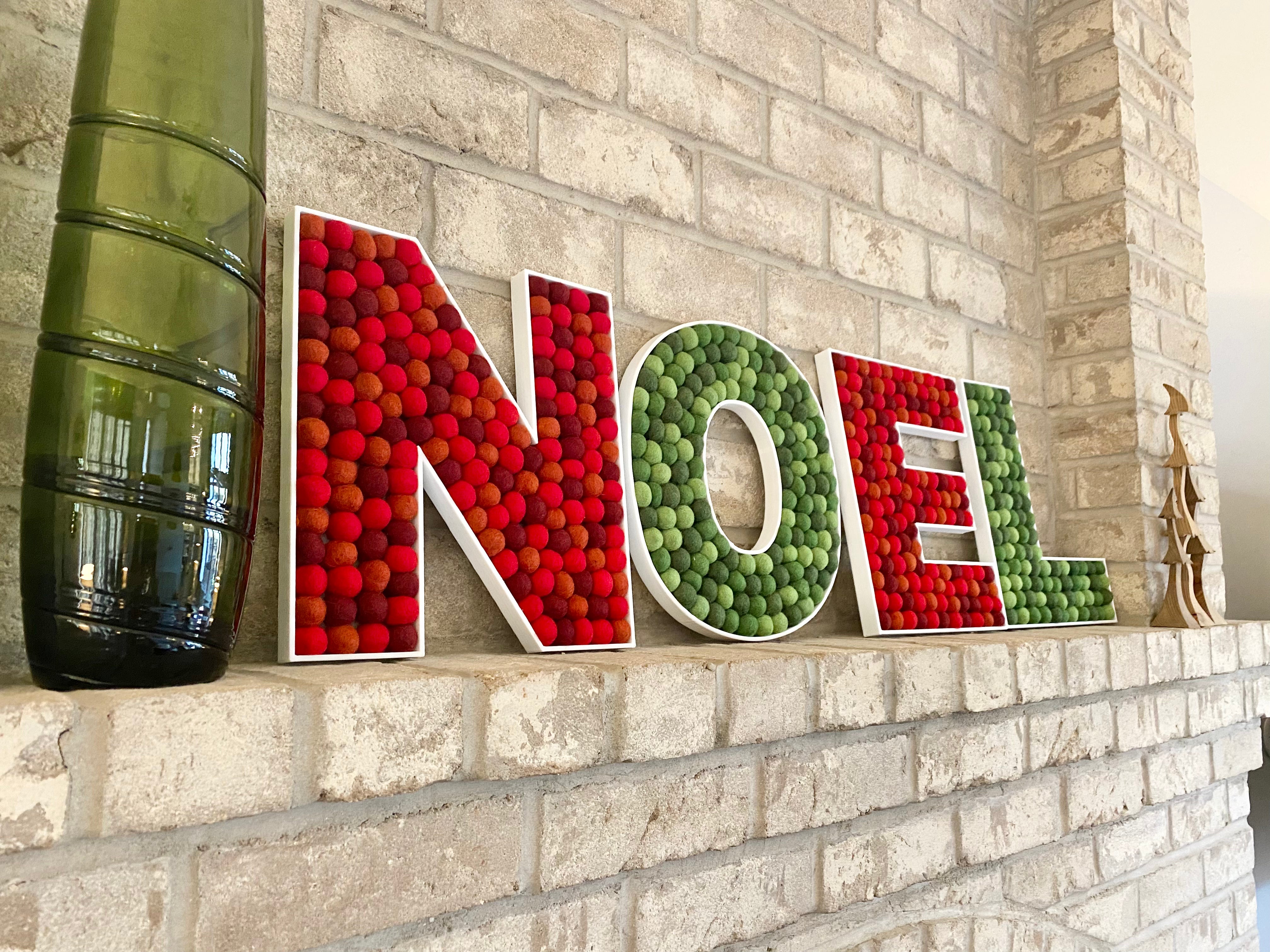 NOEL Felt Ball Christmas Letters - Handmade Wool Felt Holiday Decor for Xmas Tree, Mantel & Home Decorations (Perfect for Holiday Parties, Gift Wrapping & Festive Home Styling)